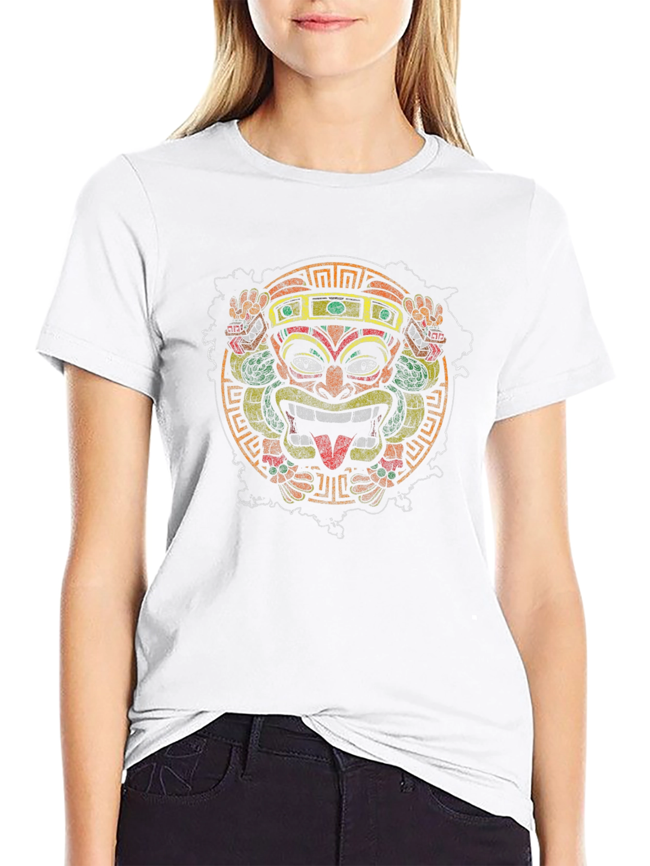 Aztec Mask Graphic Black T-Shirt