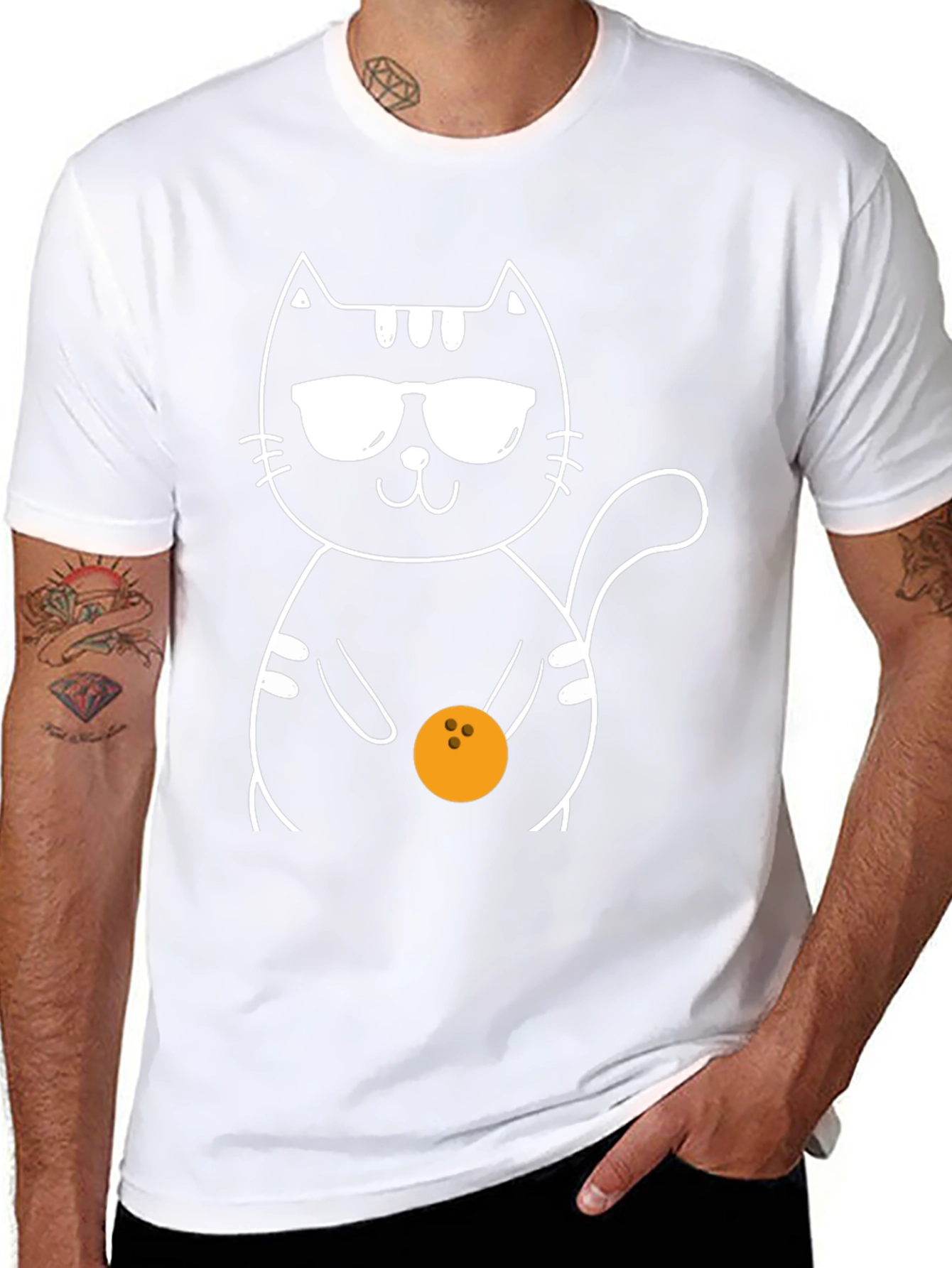 Cool Cat Bowling T-Shirt - Black Graphic Tee