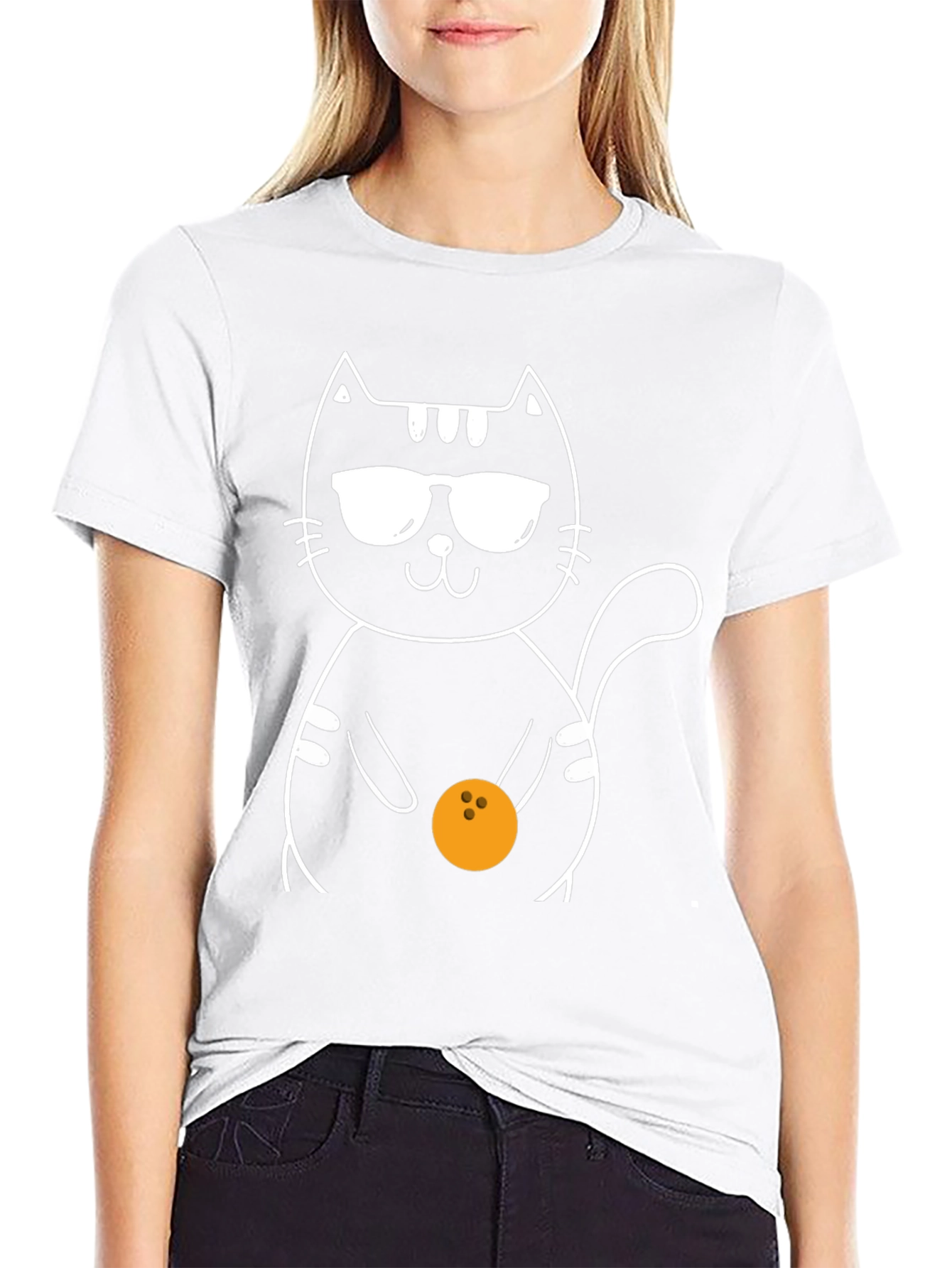 Cool Cat Bowling T-Shirt - Black Graphic Tee