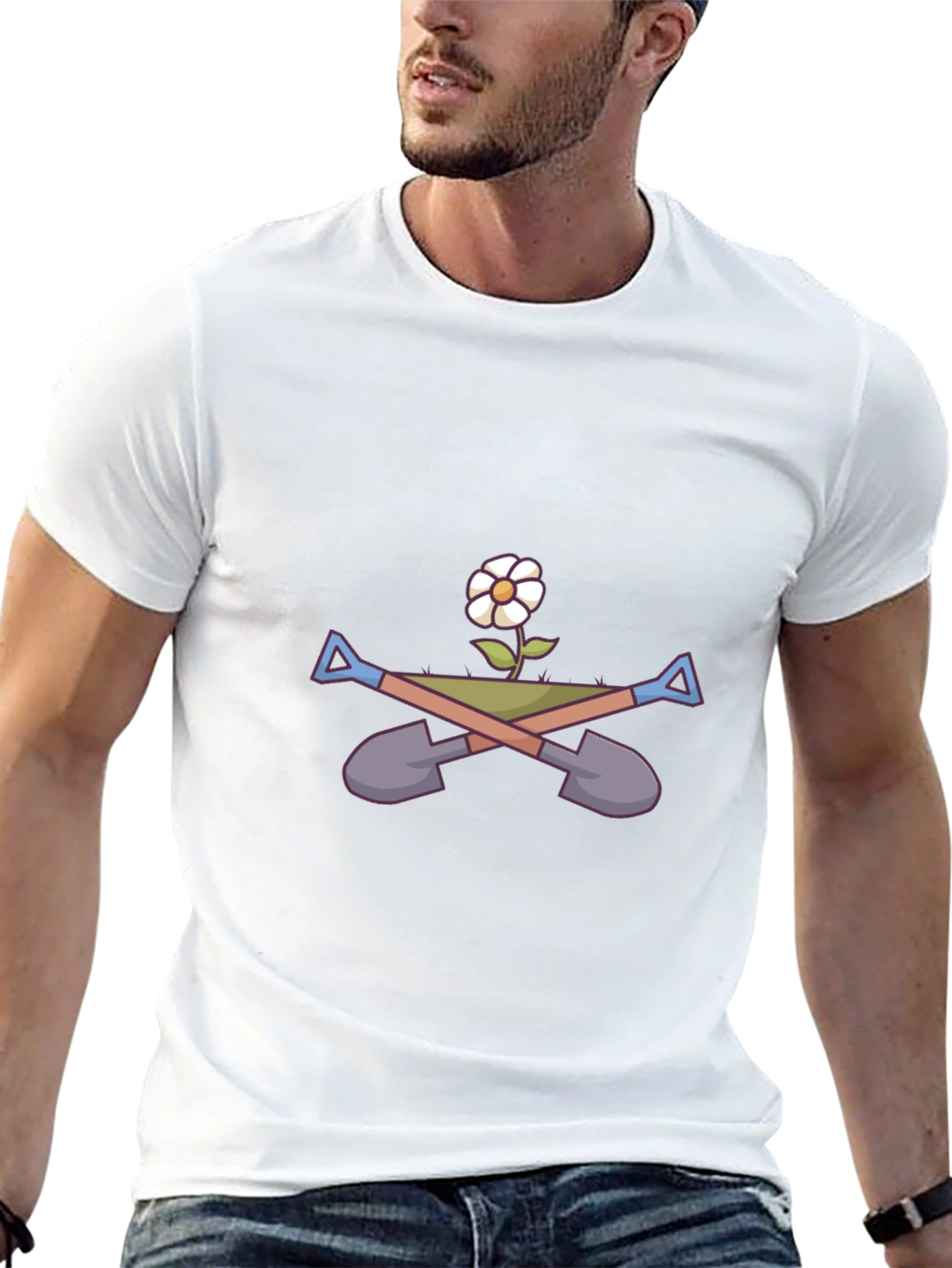 Gardener T-Shirt - Flower & Shovel Graphic Tee