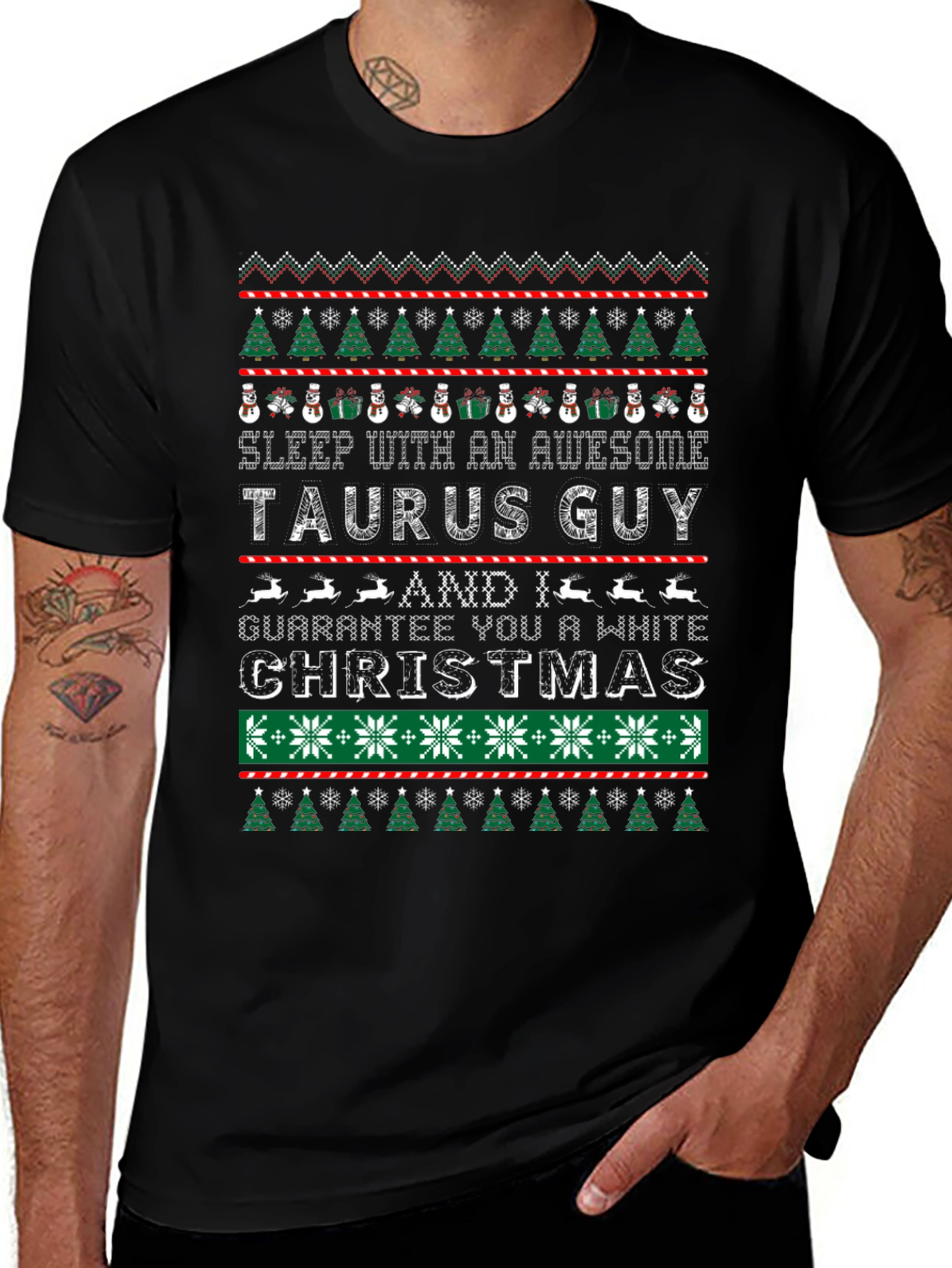 Taurus Guy Ugly Christmas Sweater Graphic Tee