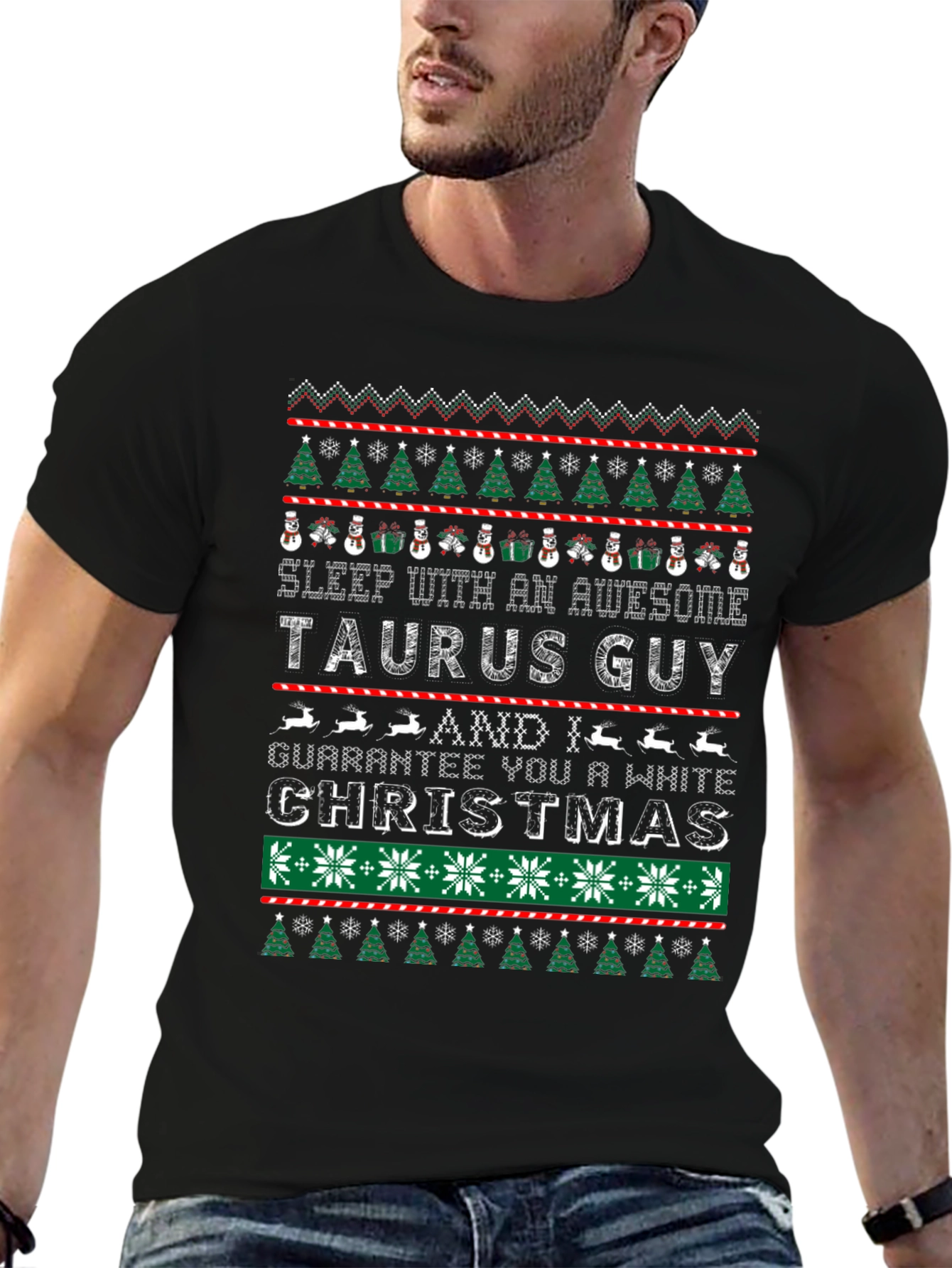 Taurus Guy Ugly Christmas Sweater Graphic Tee