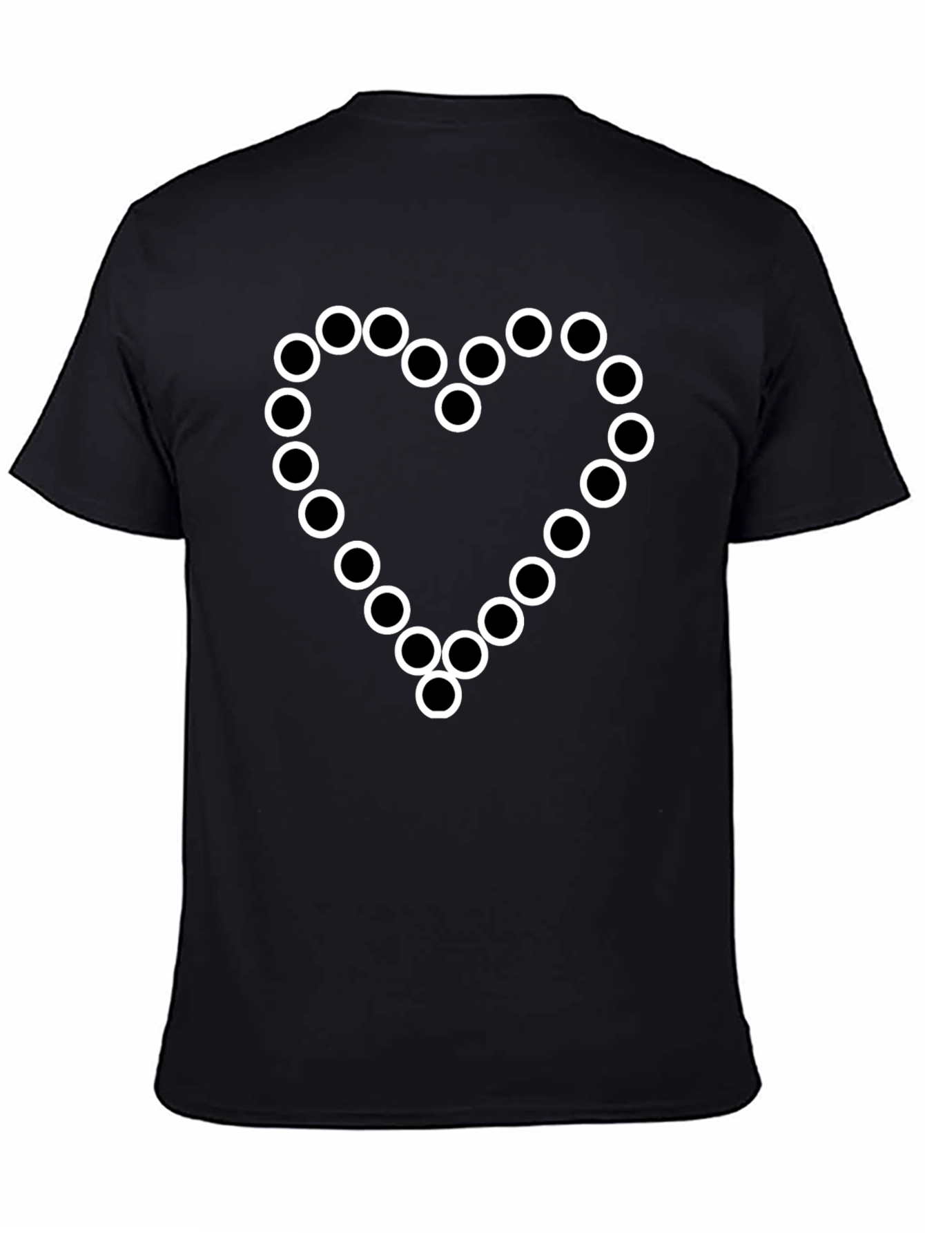 Geometric Heart Graphic Tee - Black Cotton