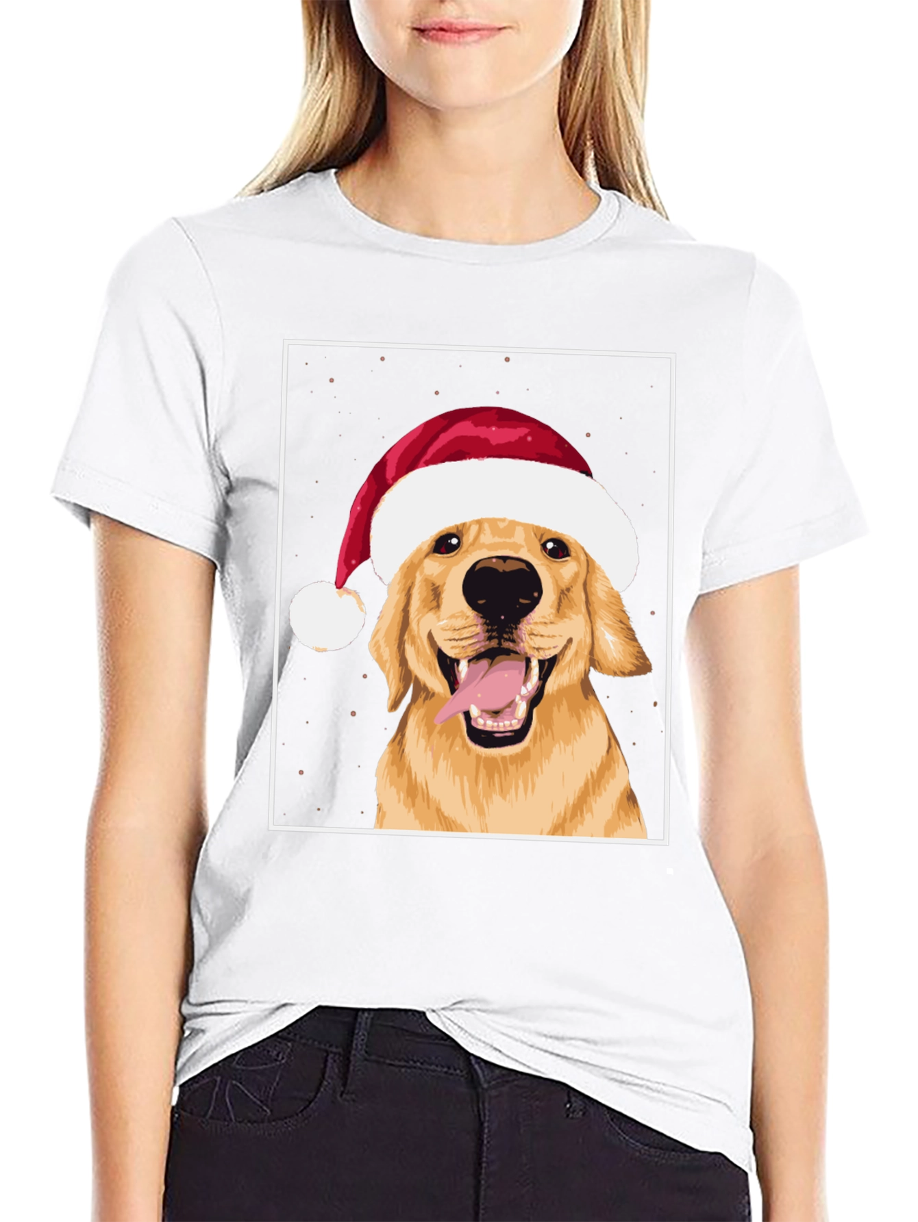Dog with Santa Hat Graphic Tee