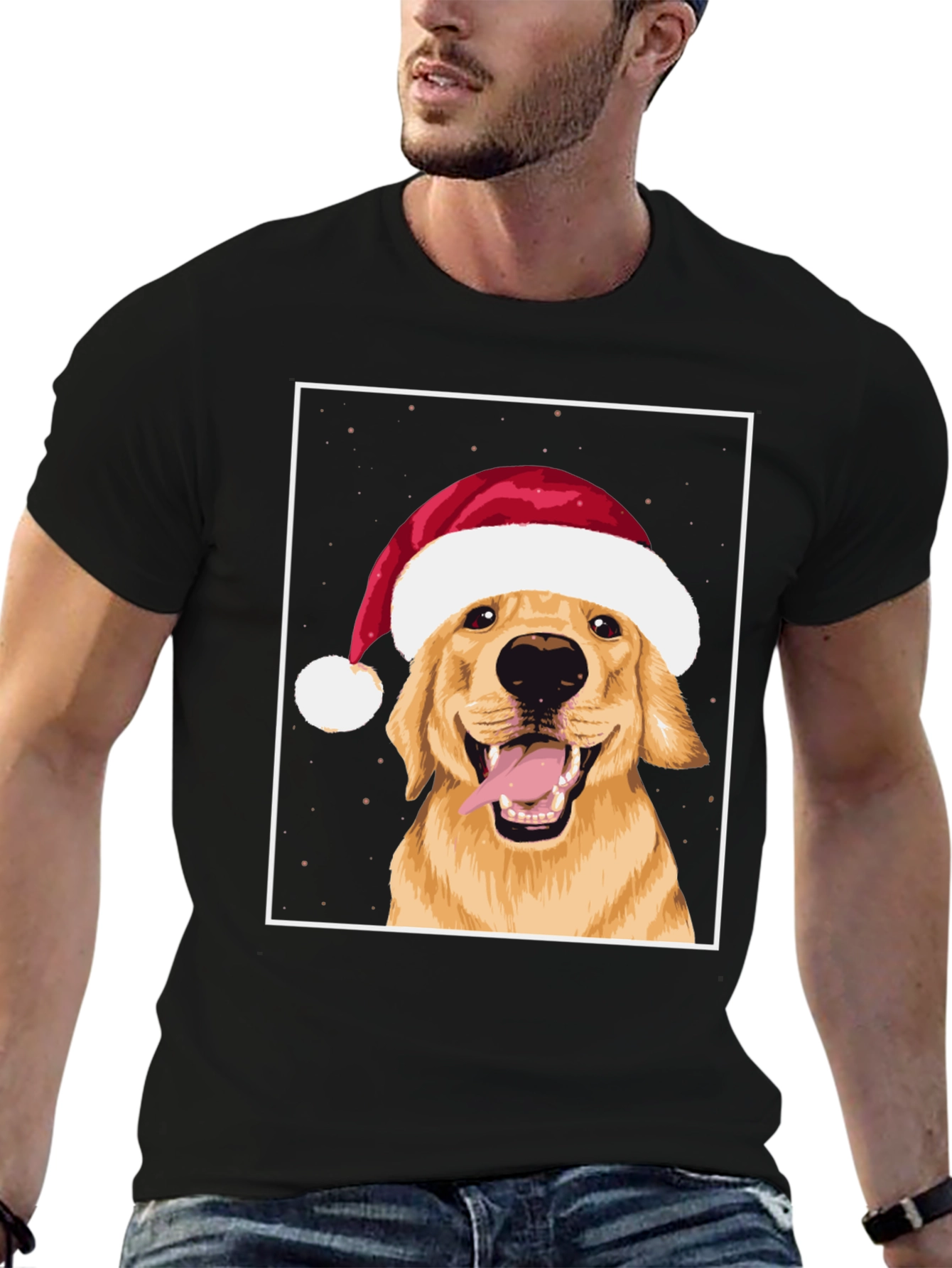 Dog with Santa Hat Graphic Tee