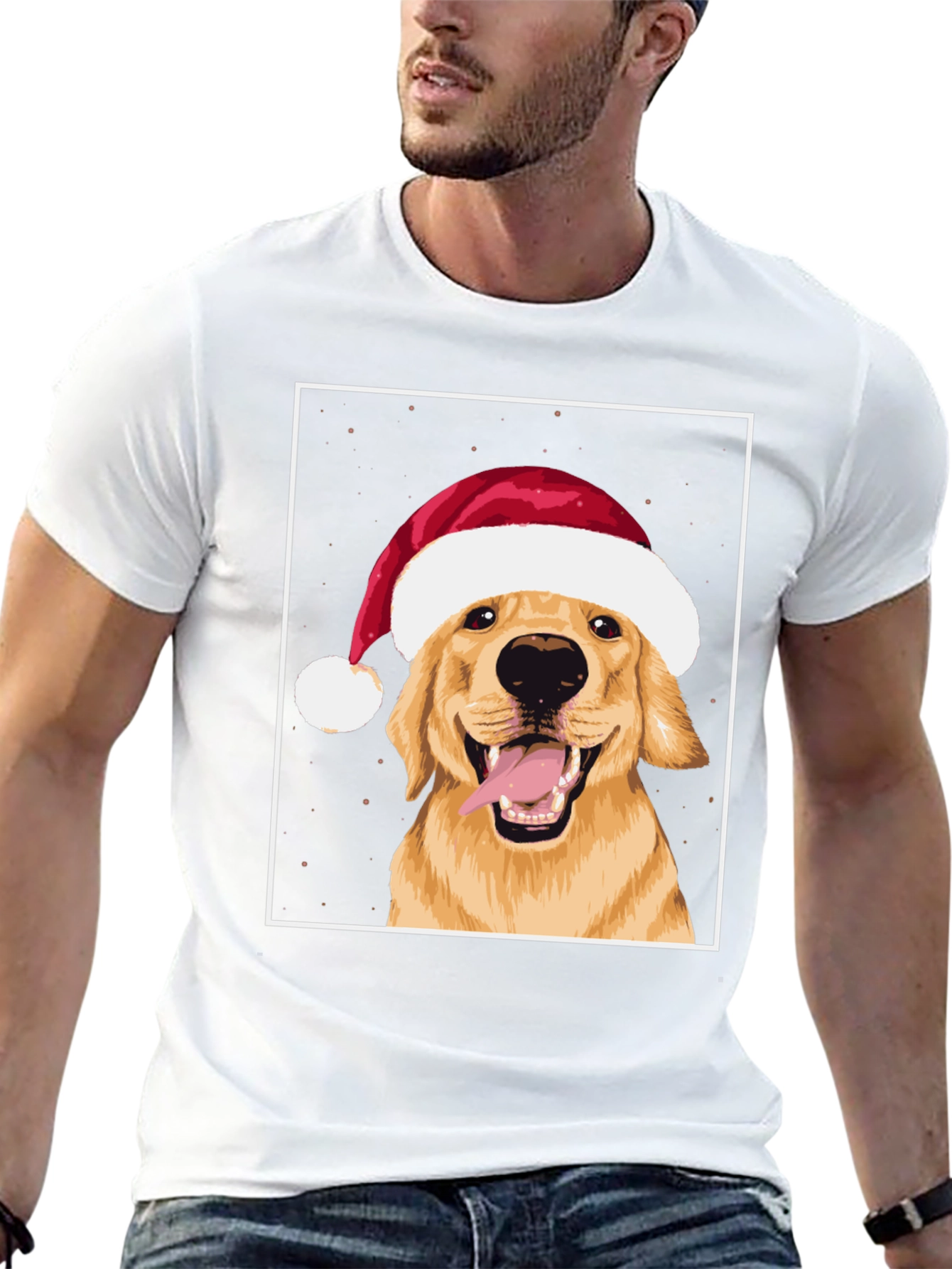 Dog with Santa Hat Graphic Tee