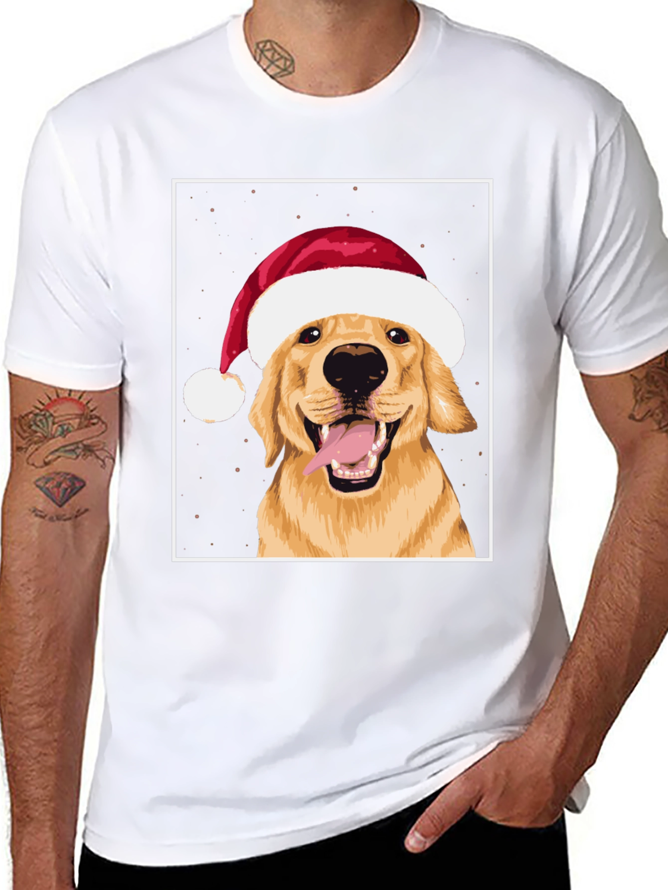 Dog with Santa Hat Graphic Tee