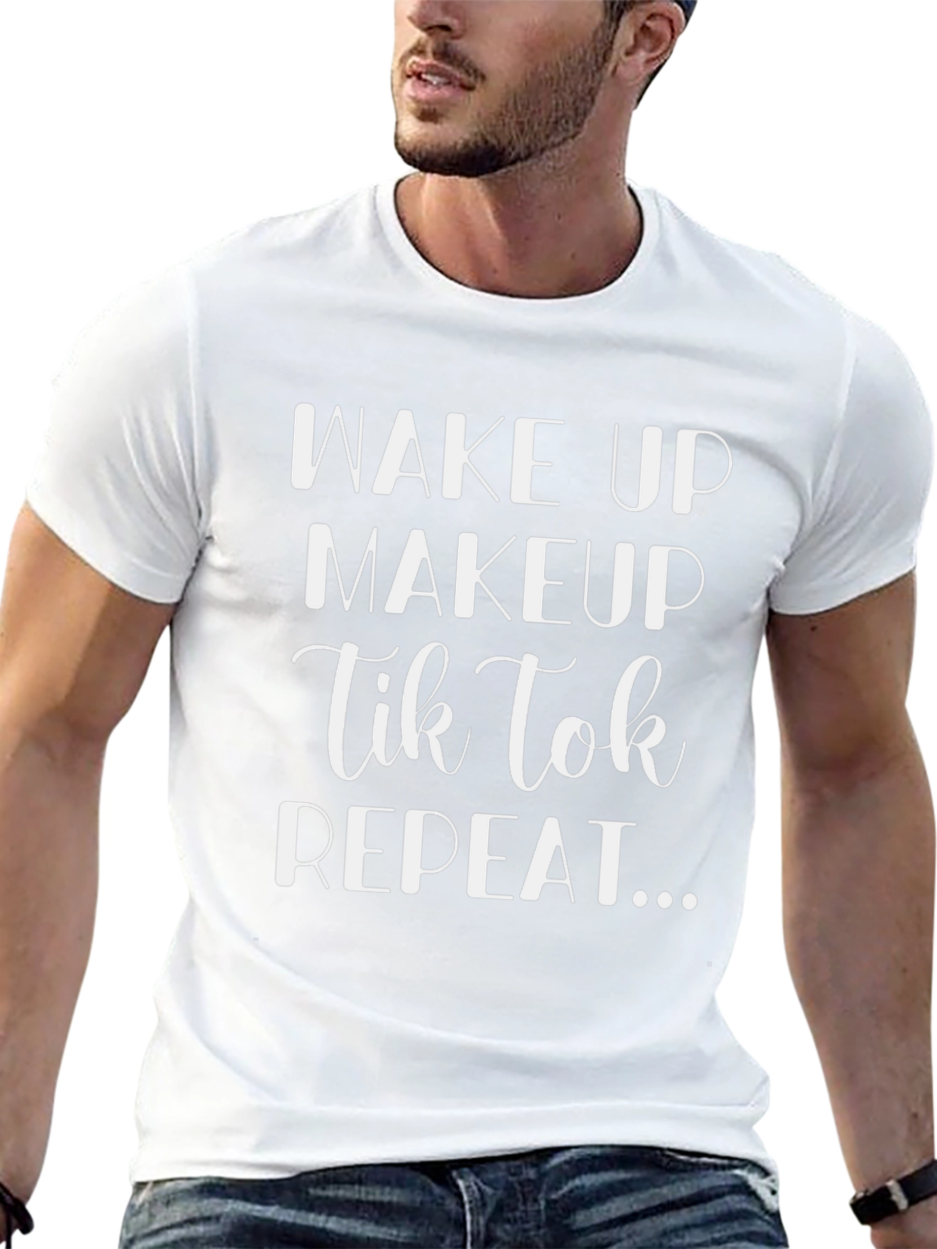 Wake Up Makeup TikTok Repeat Black Graphic Tee