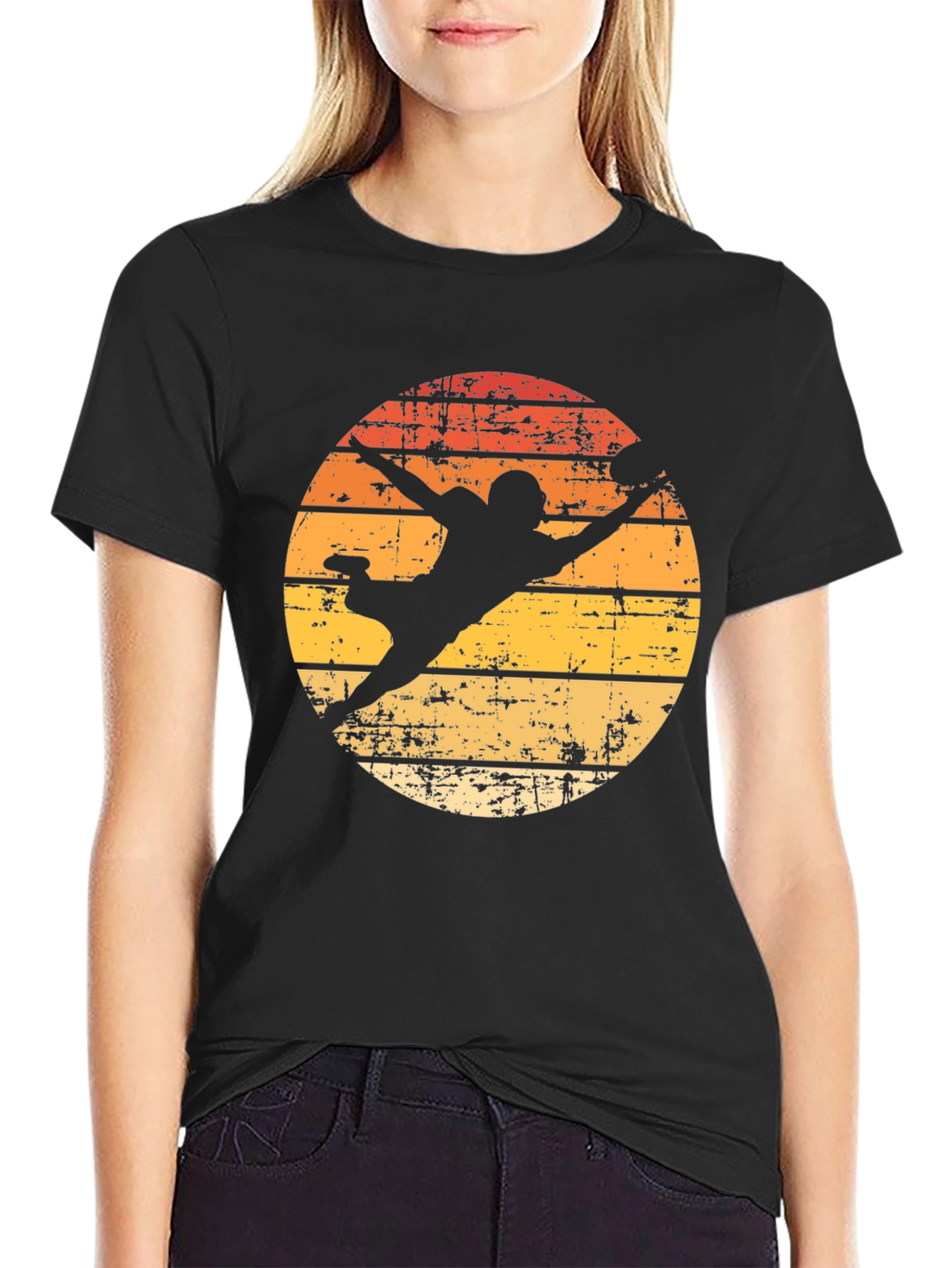 Retro Football Silhouette Graphic T-Shirt