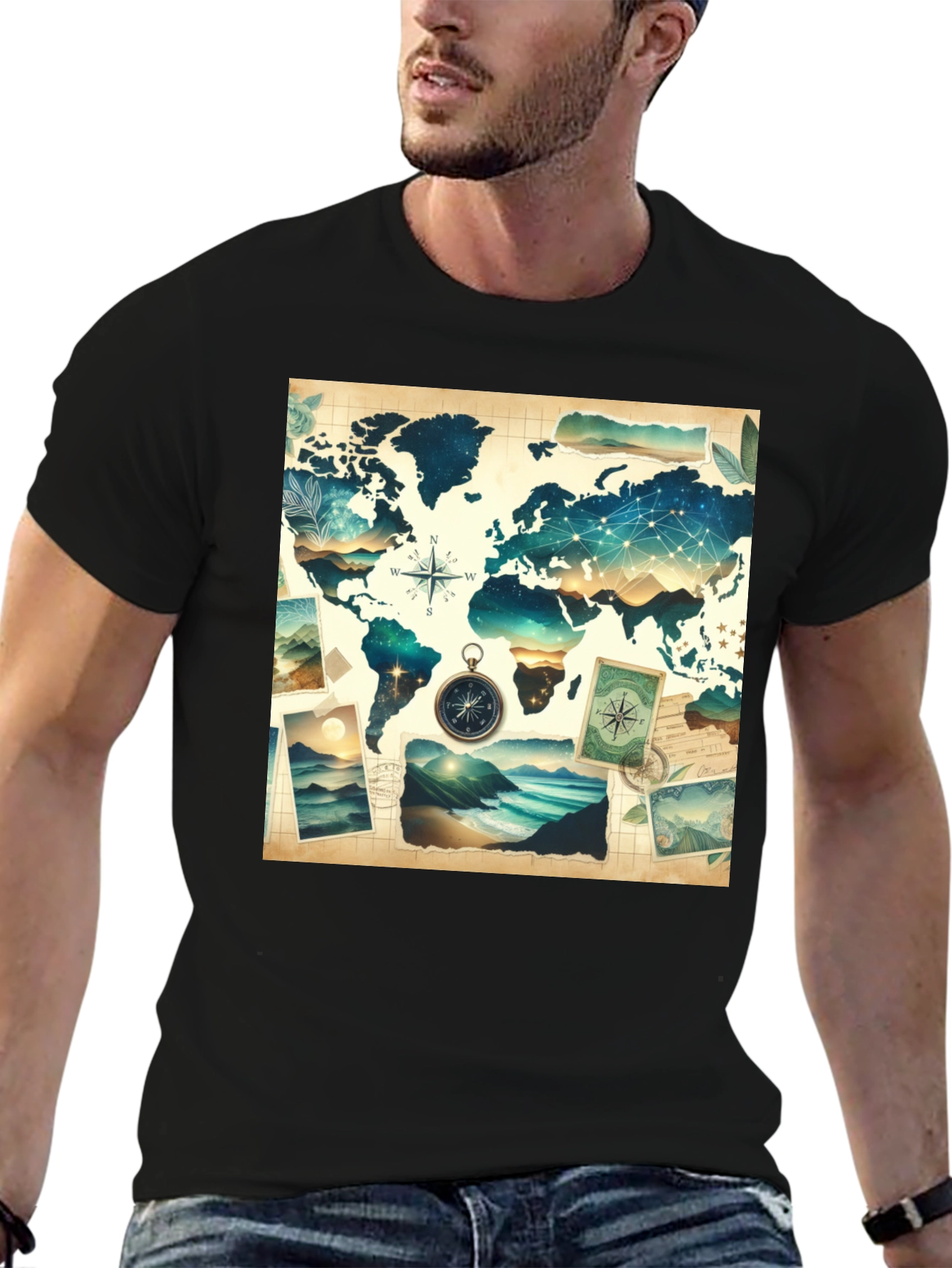 World Map Graphic Tee - Travel Adventure