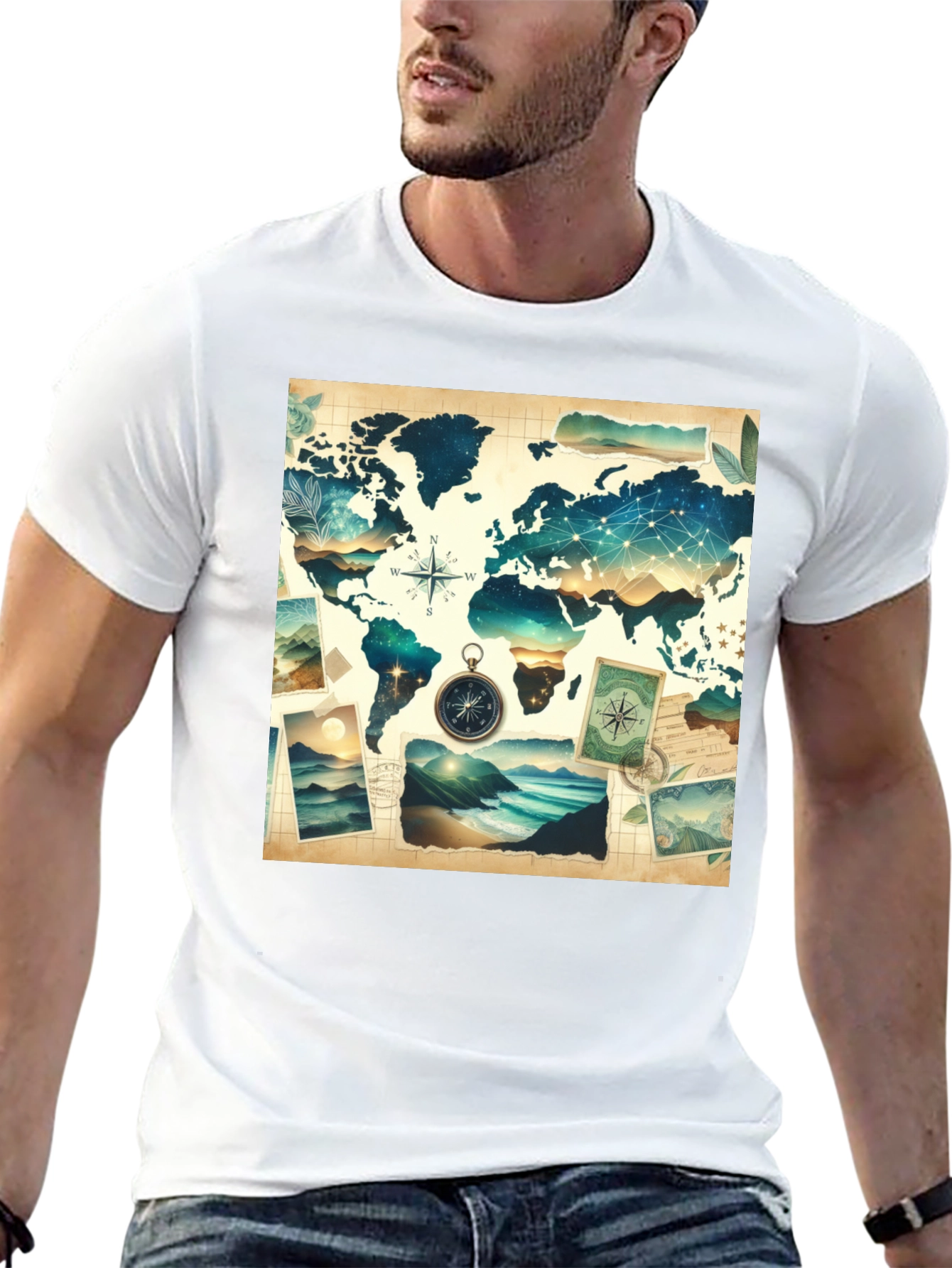 World Map Graphic Tee - Travel Adventure