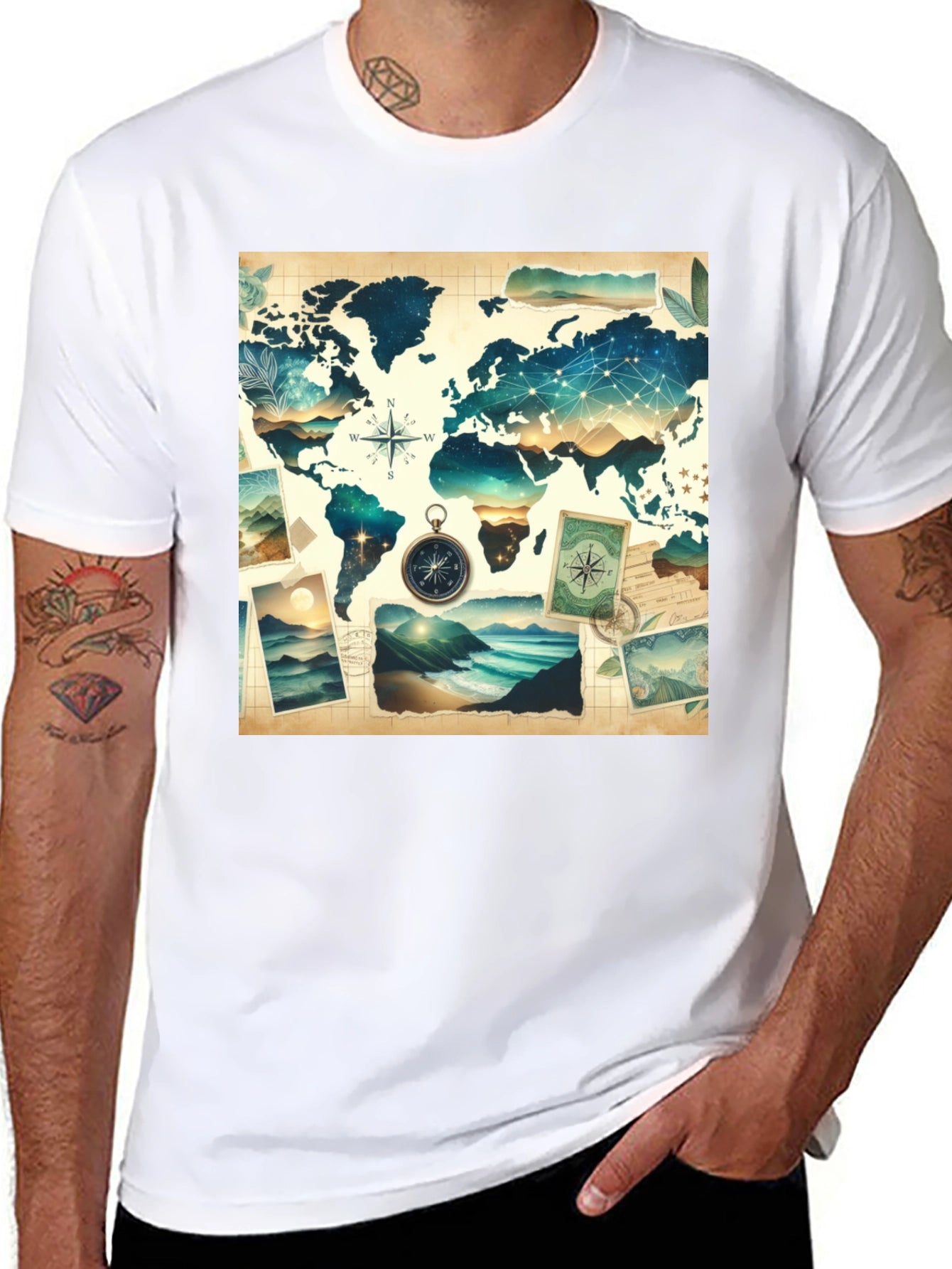 World Map Graphic Tee - Travel Adventure