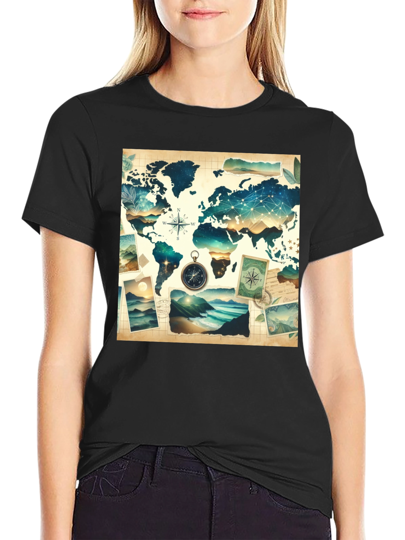 World Map Graphic Tee - Travel Adventure