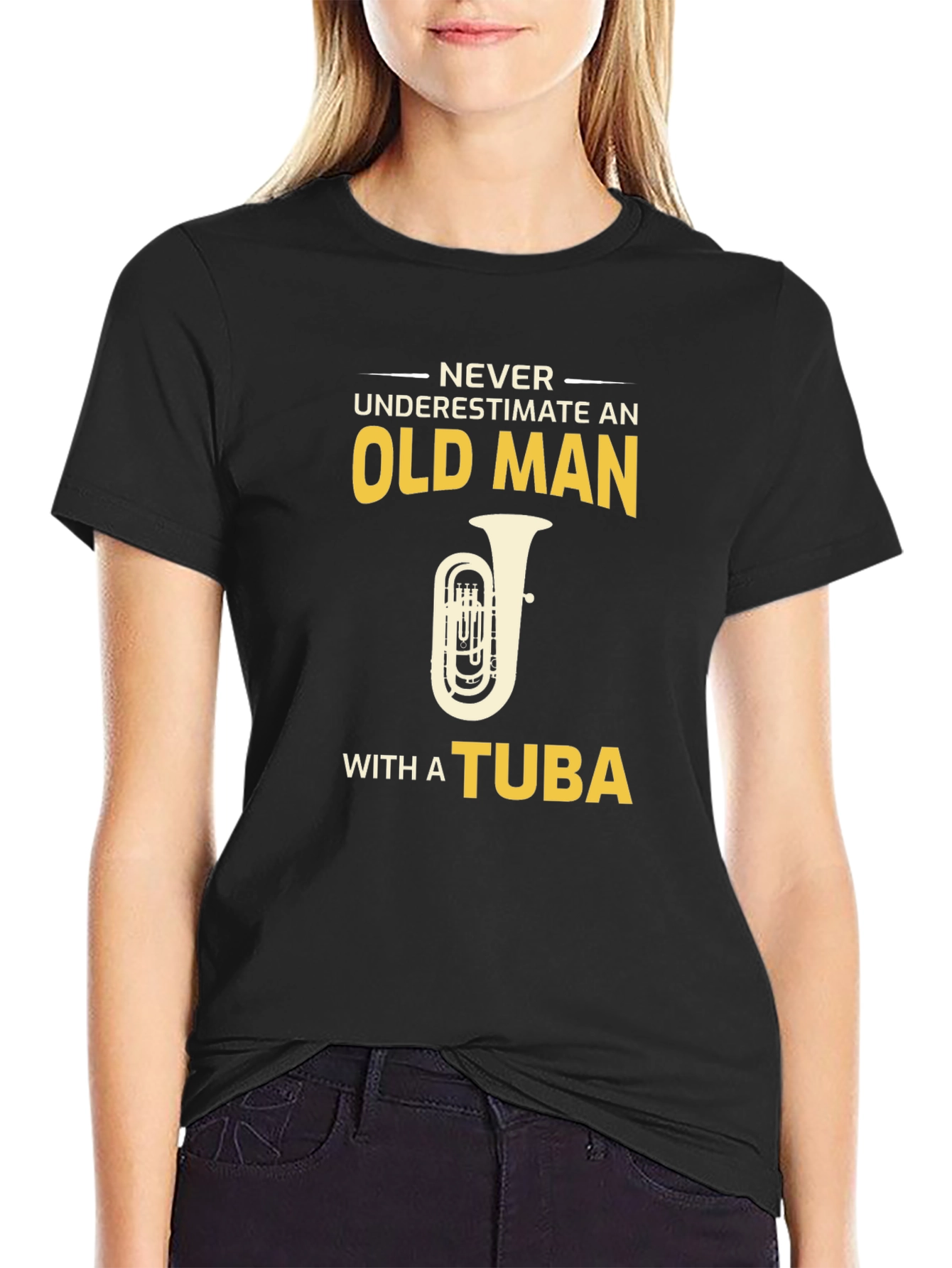 Old Man Tuba Player Graphic Tee