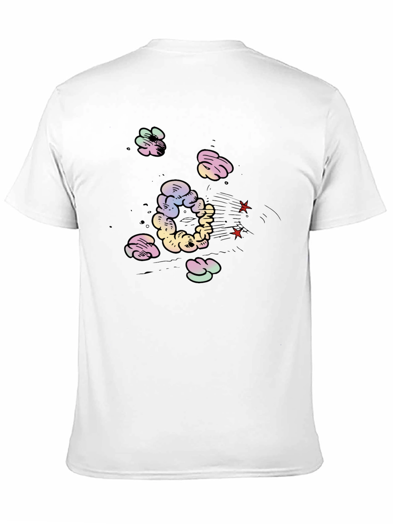 Cartoon Cloud Print Black T-Shirt