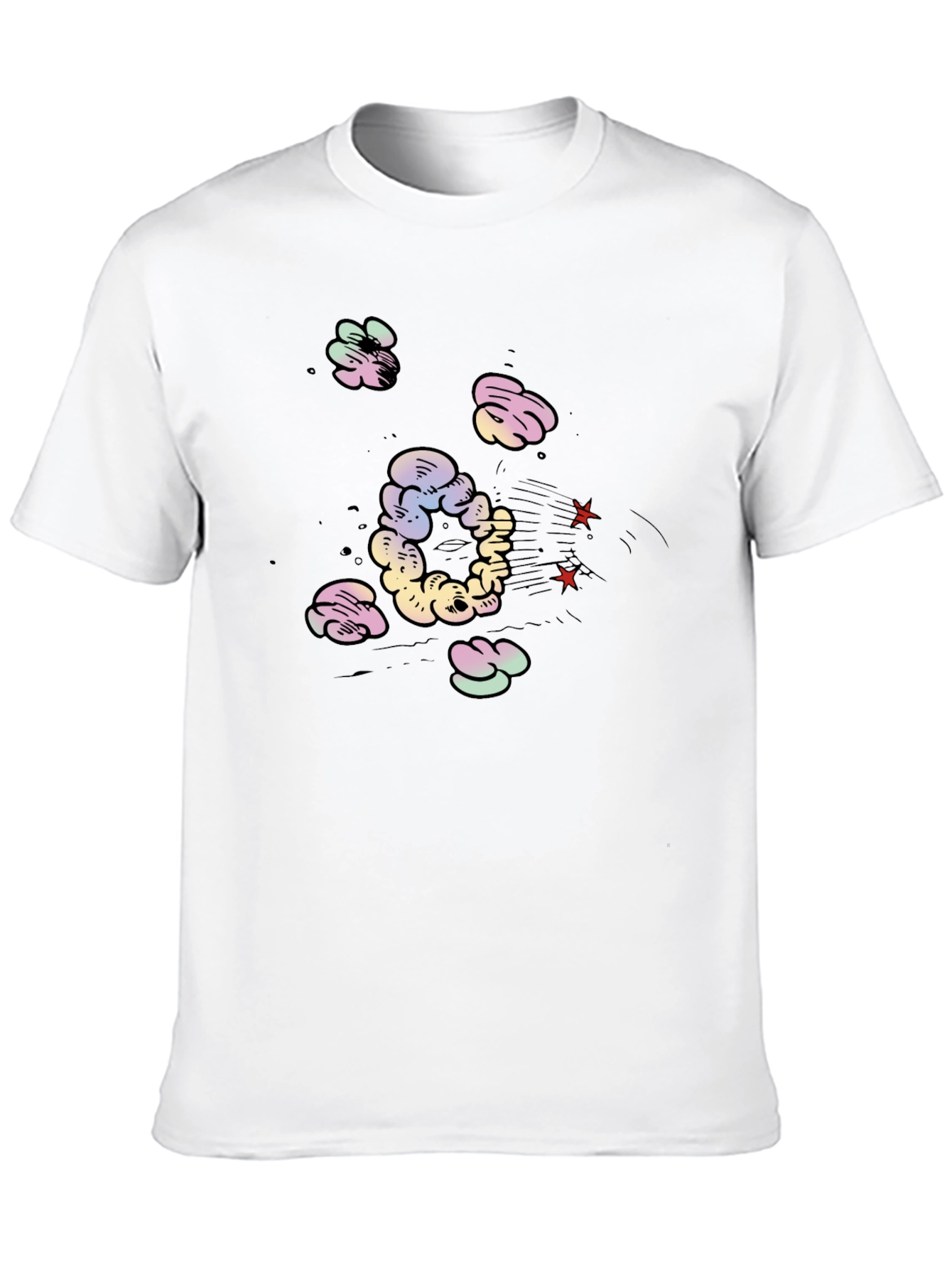 Cartoon Cloud Print Black T-Shirt