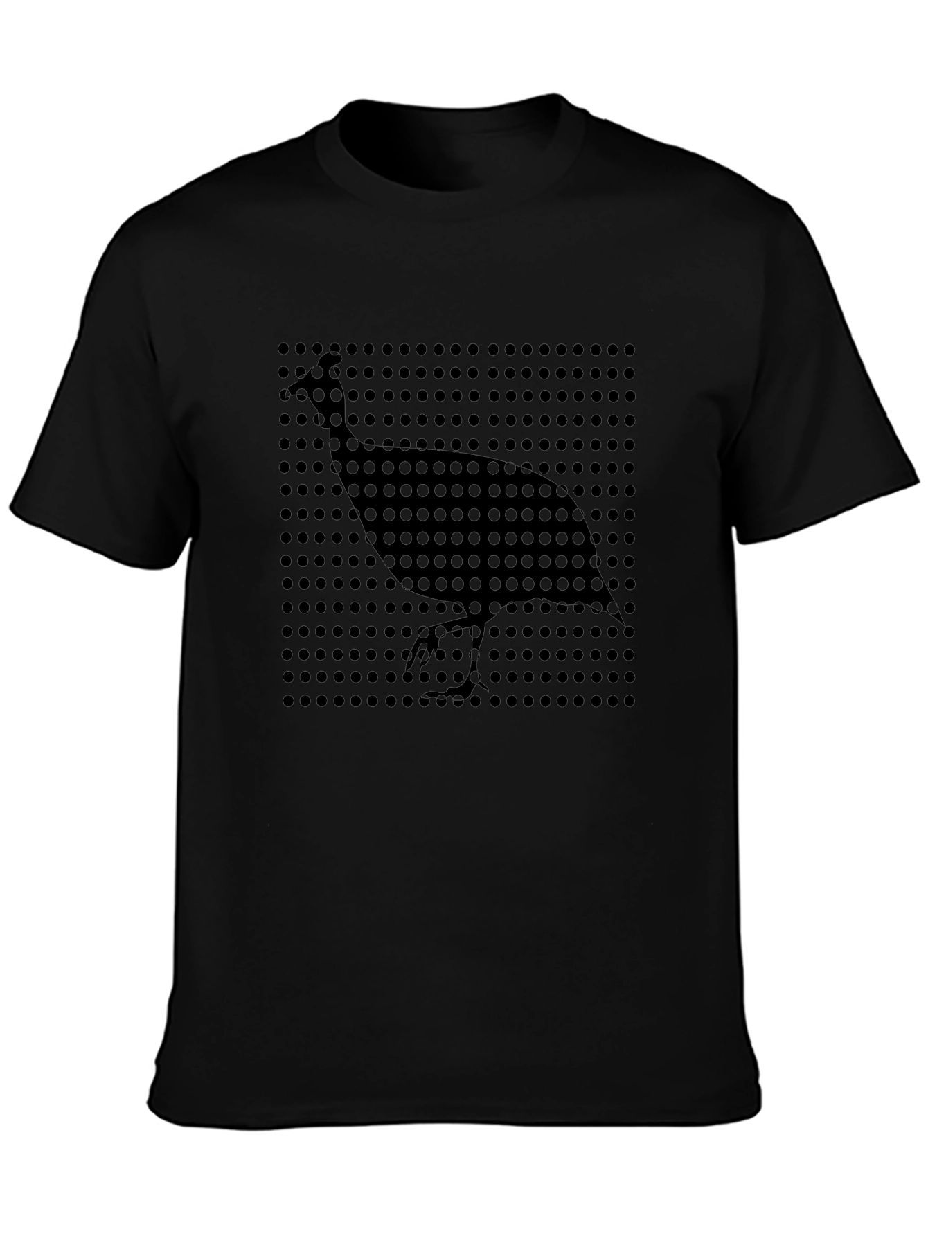 Stylish Black Graphic Tee - Guinea Fowl Design