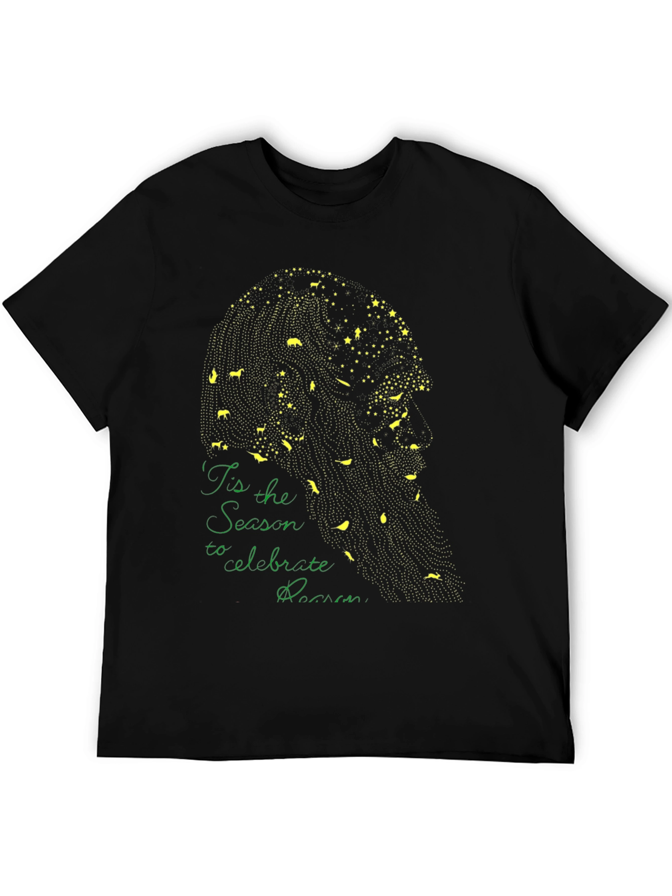 Festive Season Portrait T-Shirt - Black