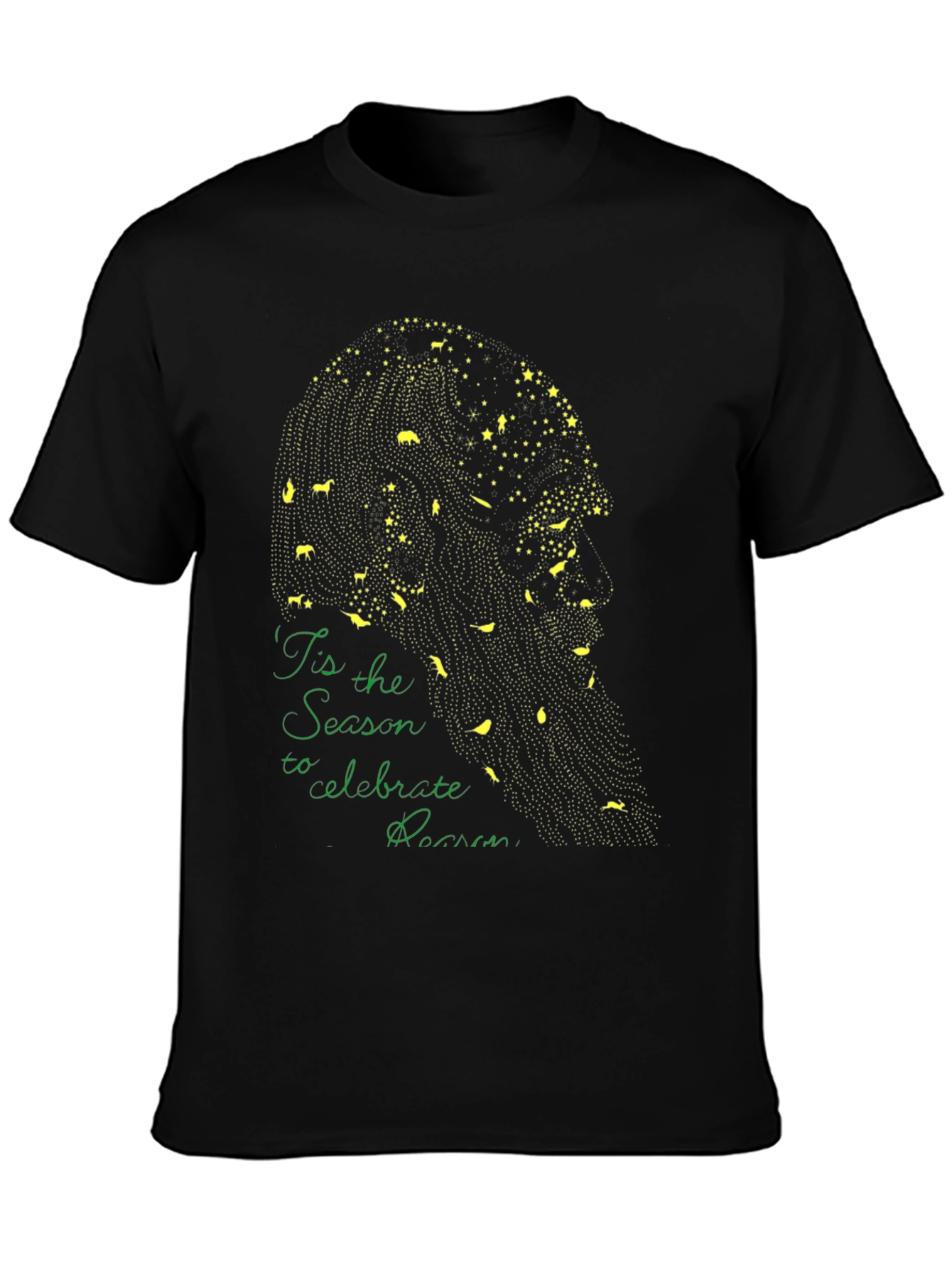 Festive Season Portrait T-Shirt - Black