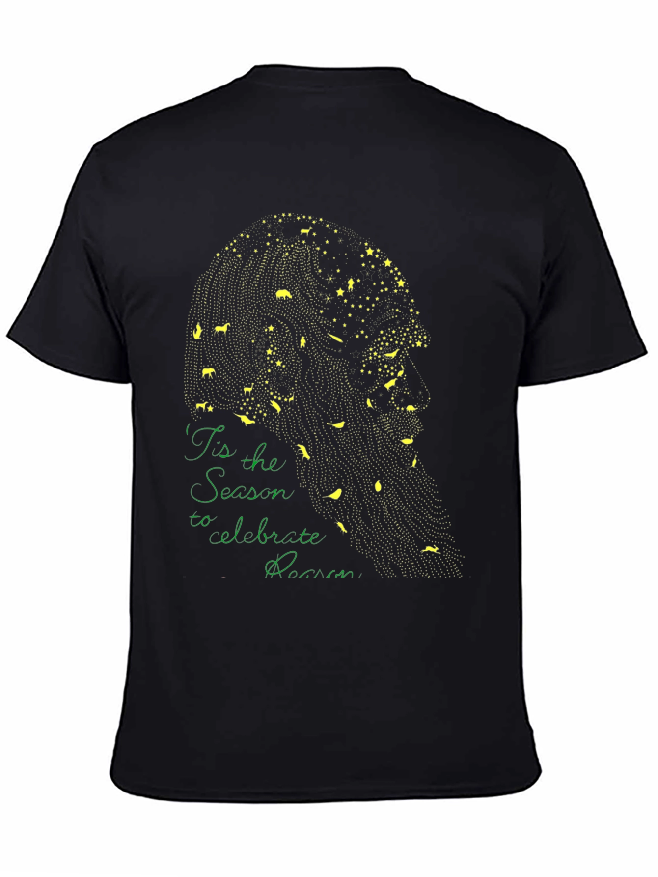 Festive Season Portrait T-Shirt - Black