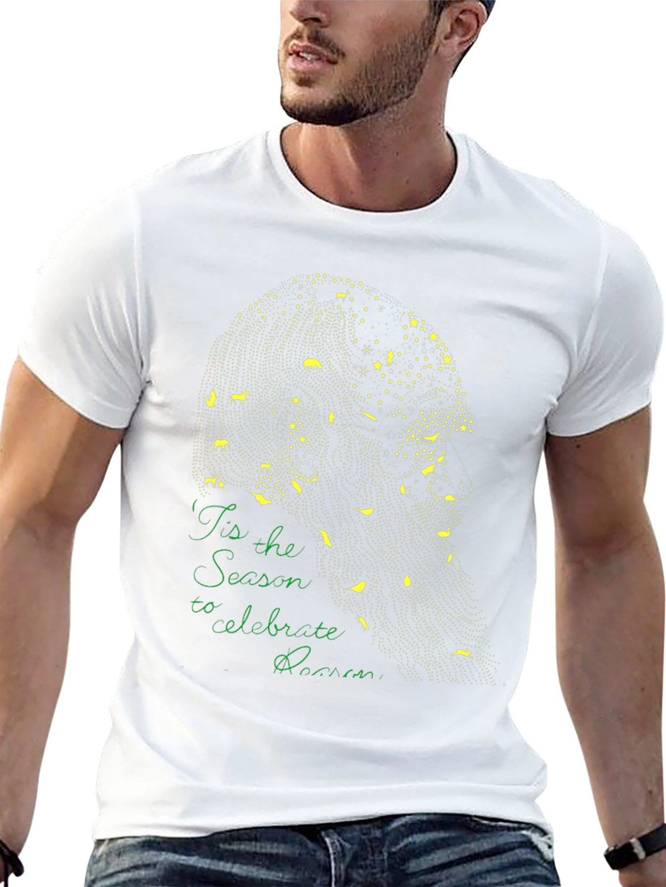 Festive Season Portrait T-Shirt - Black
