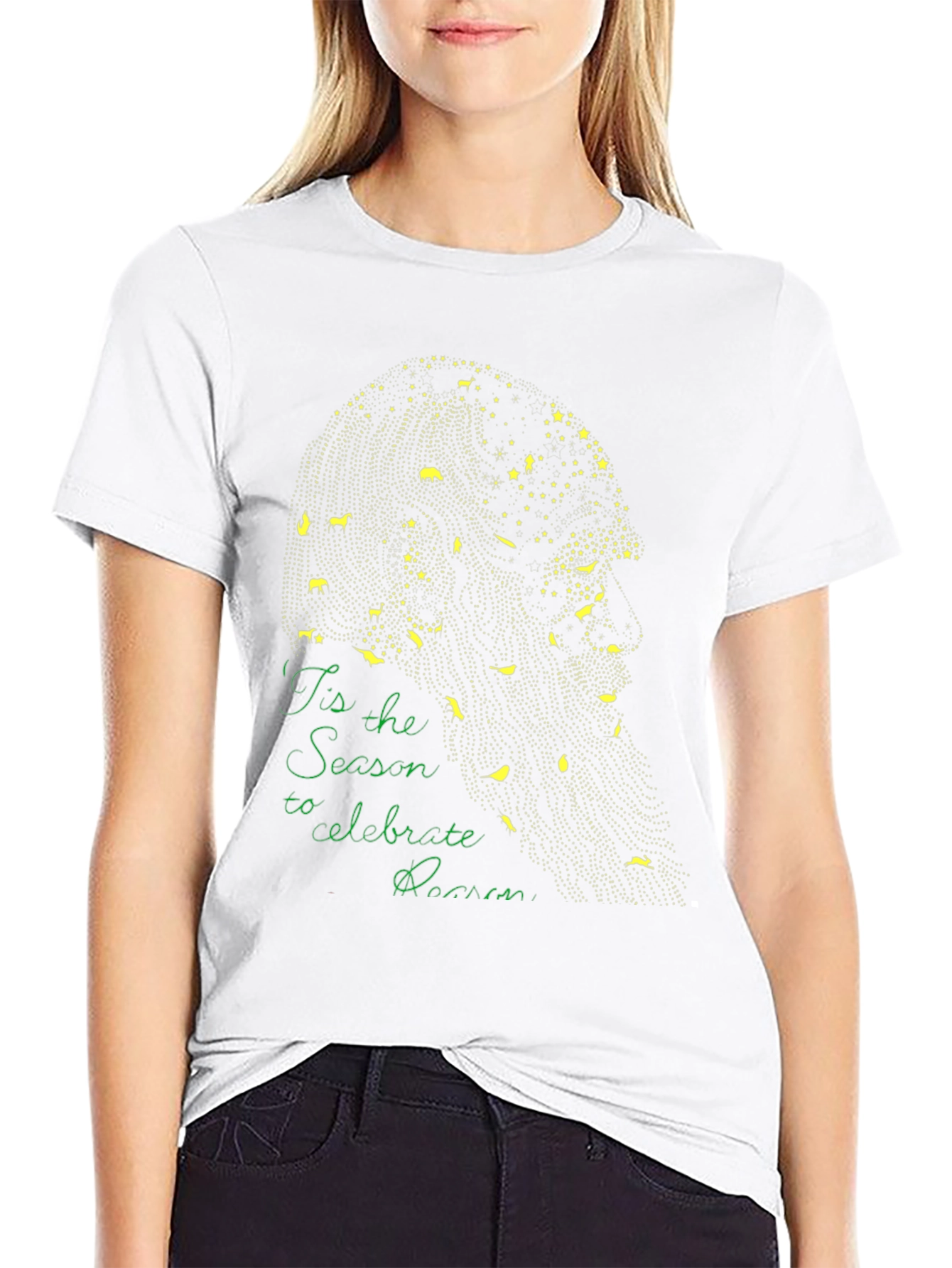 Festive Season Portrait T-Shirt - Black