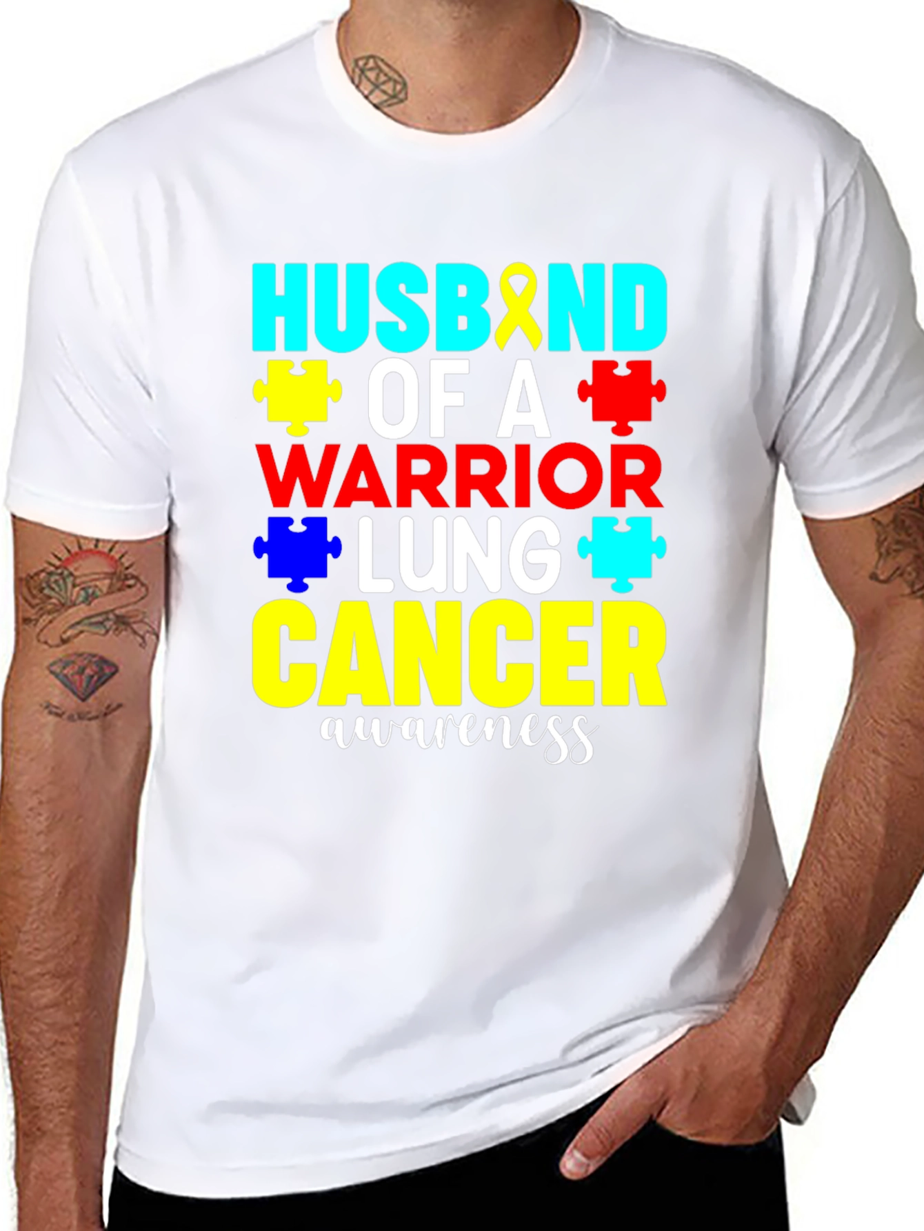 Husband of a Lung Cancer Warrior Awareness T-Shirt