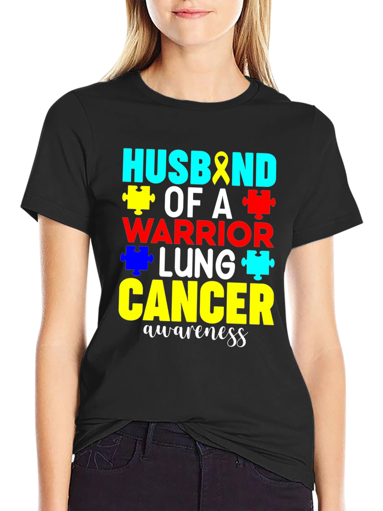 Husband of a Lung Cancer Warrior Awareness T-Shirt