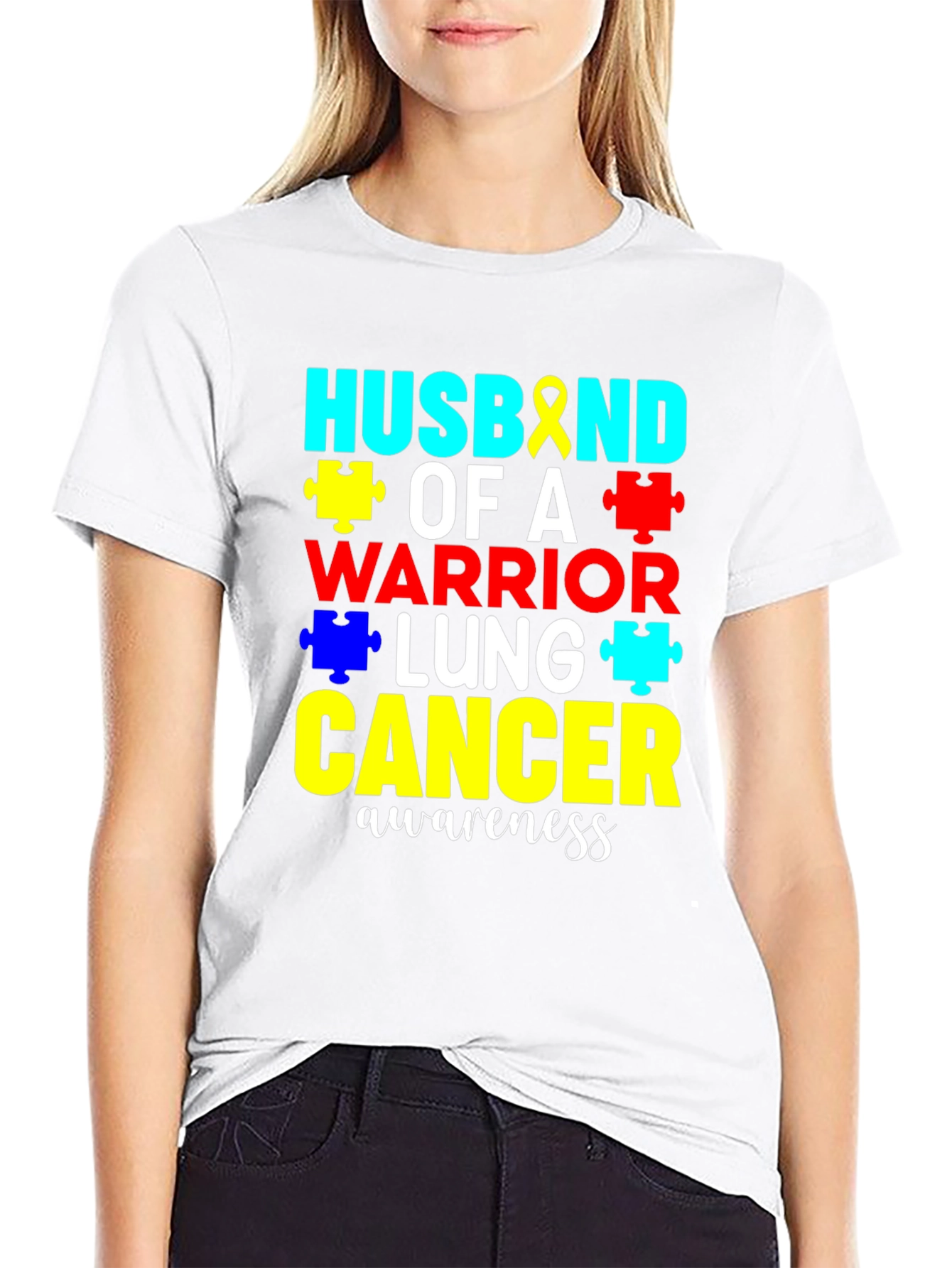 Husband of a Lung Cancer Warrior Awareness T-Shirt