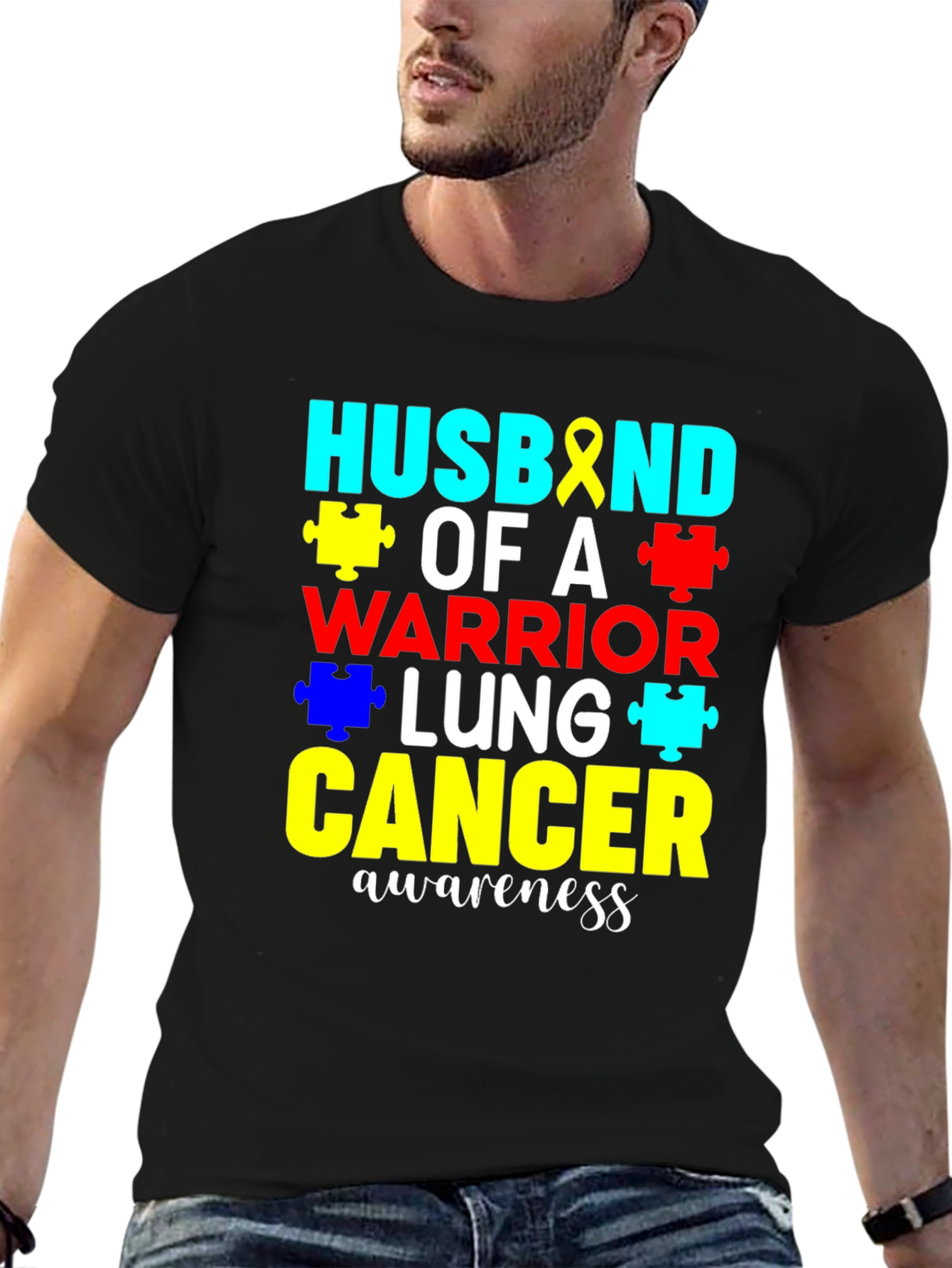 Husband of a Lung Cancer Warrior Awareness T-Shirt