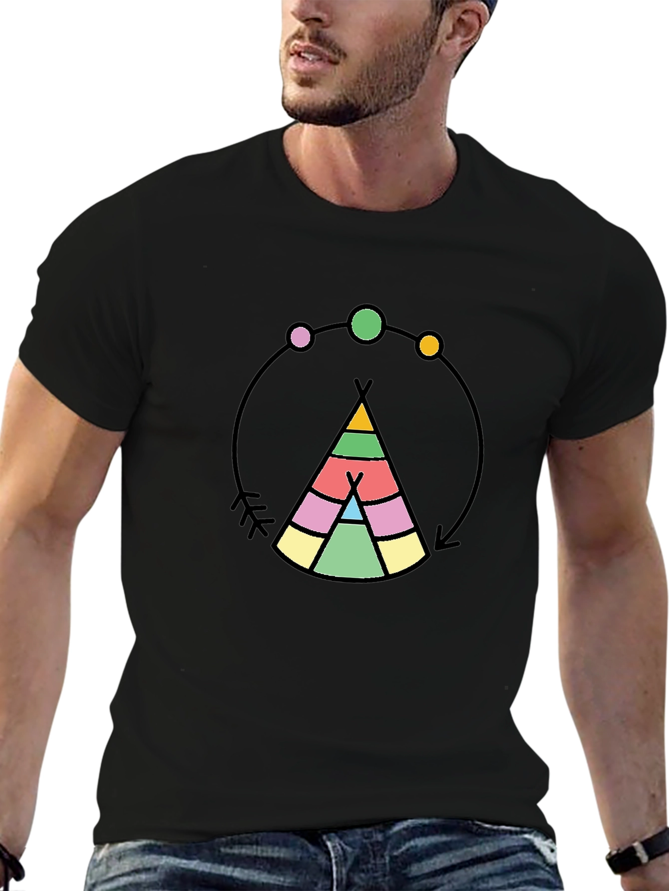 Teepee Graphic Black T-Shirt