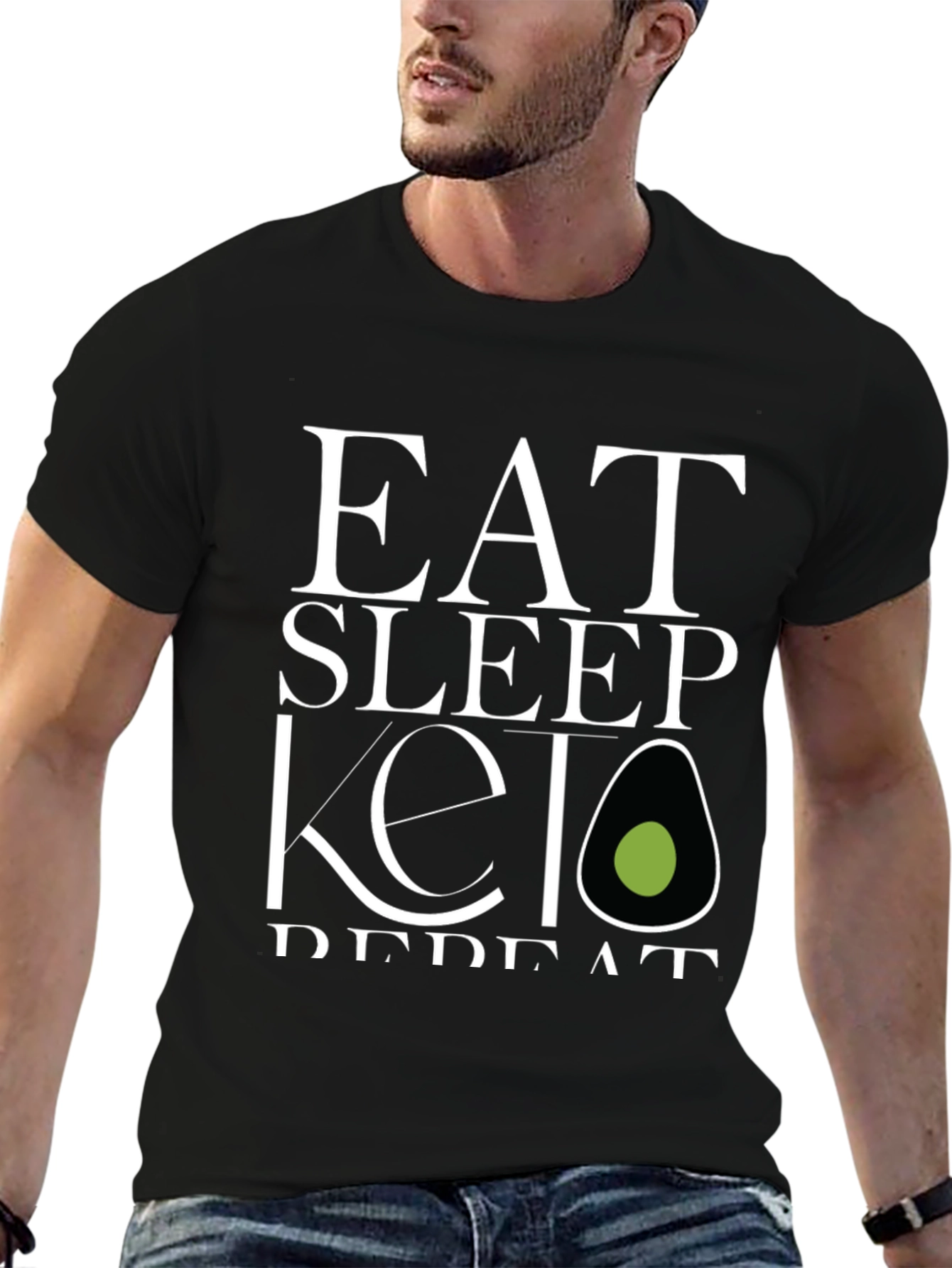 Eat Sleep Keto Repeat T-Shirt - Black Graphic Tee