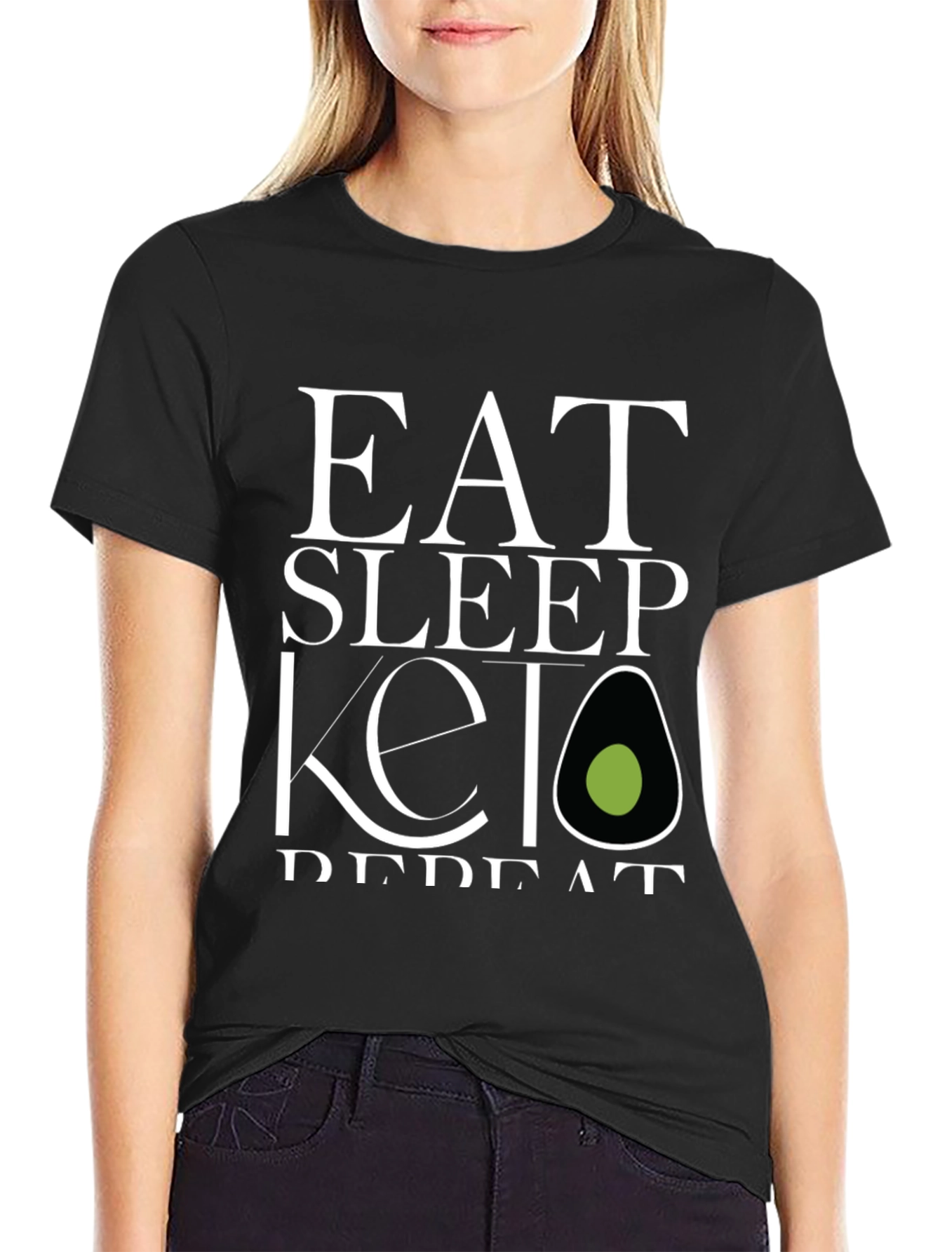 Eat Sleep Keto Repeat T-Shirt - Black Graphic Tee
