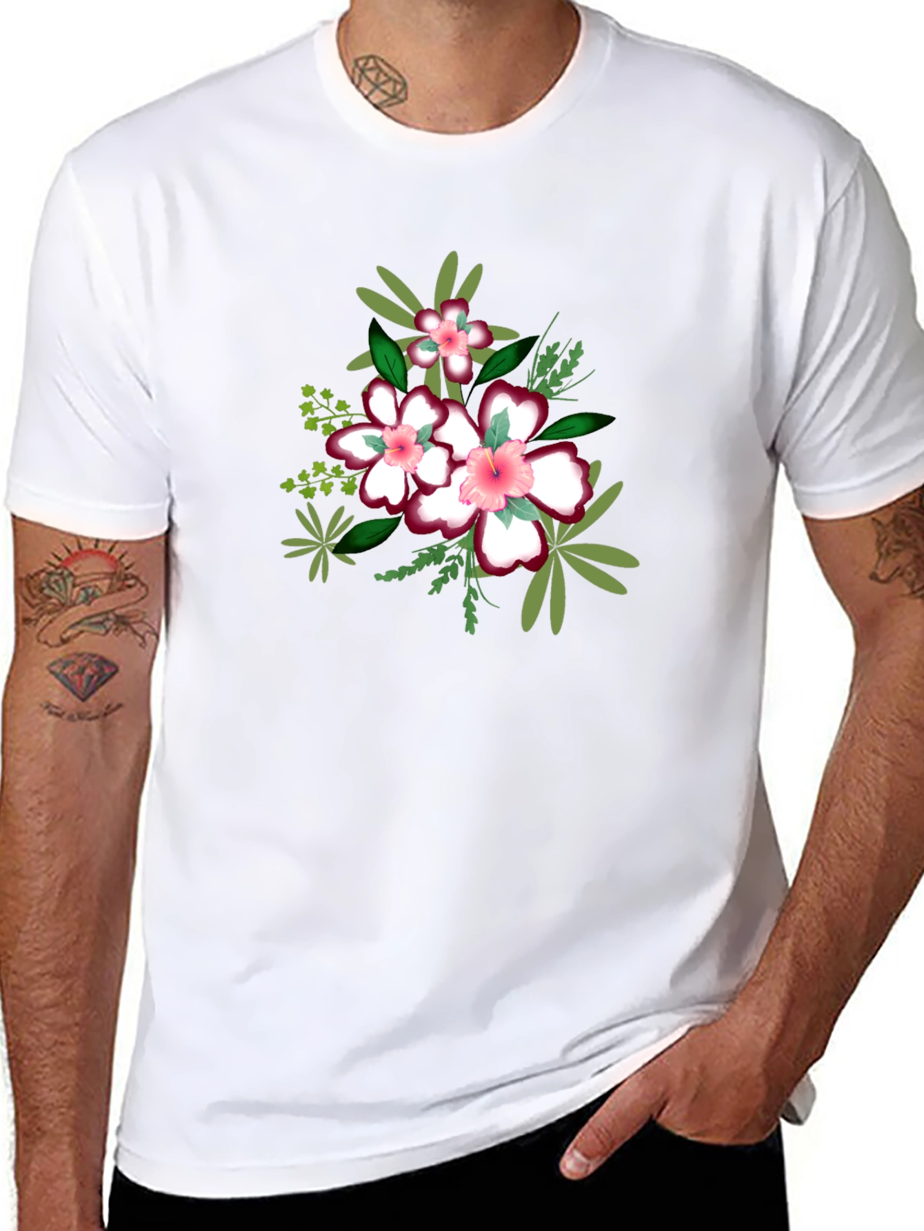Floral Print Black T-Shirt