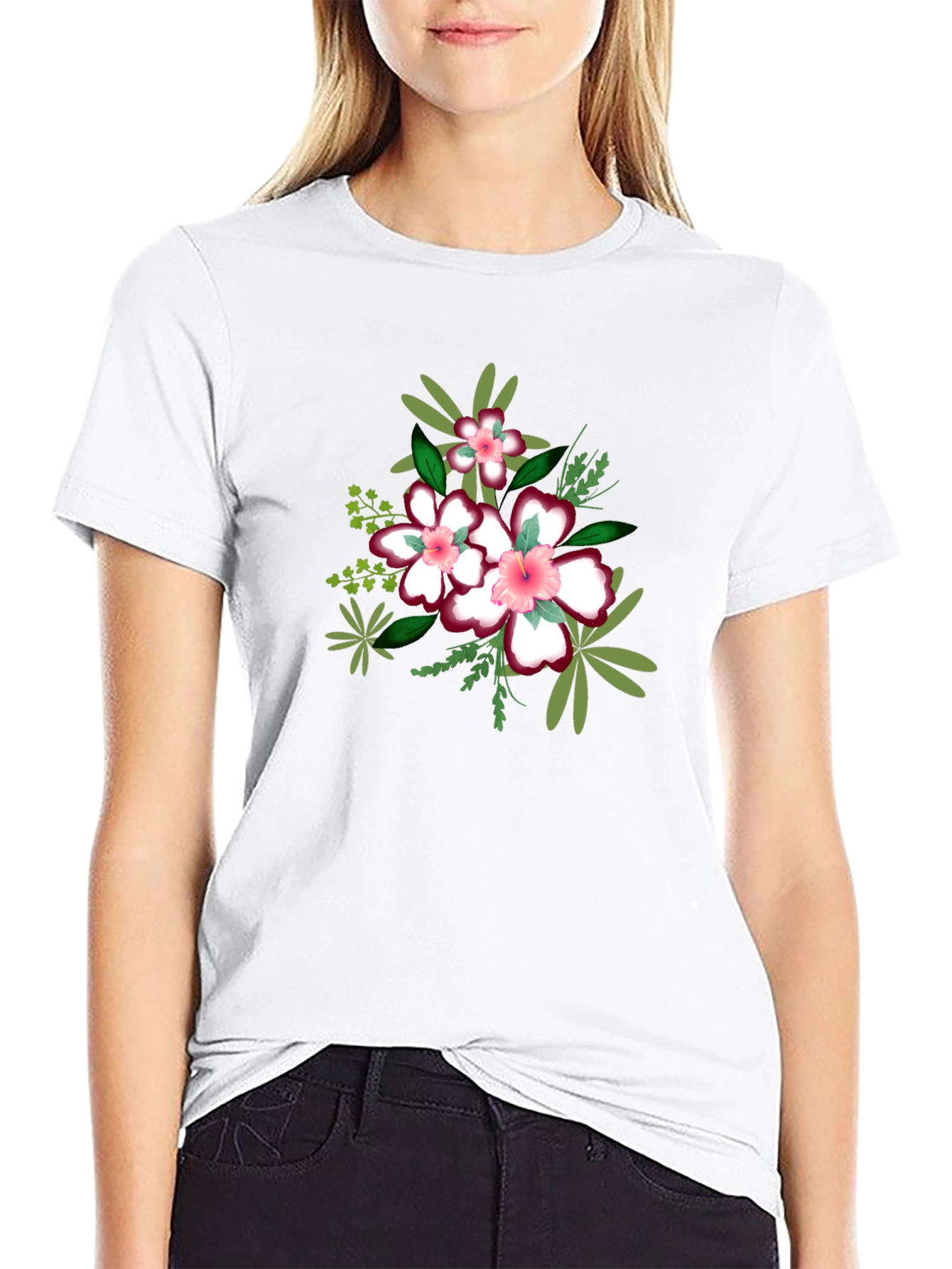 Floral Print Black T-Shirt