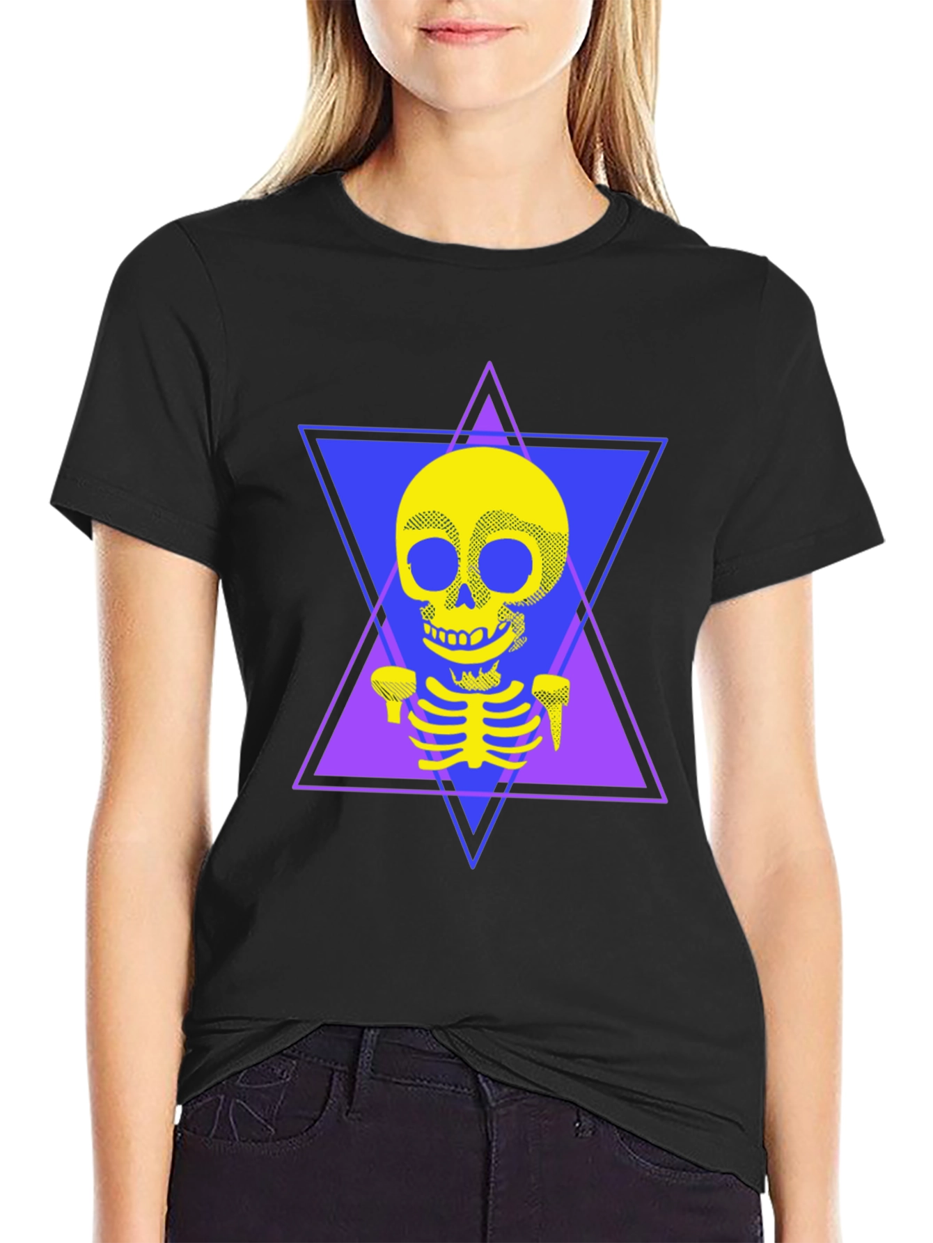 Geometric Skeleton T-Shirt - Edgy Graphic Tee
