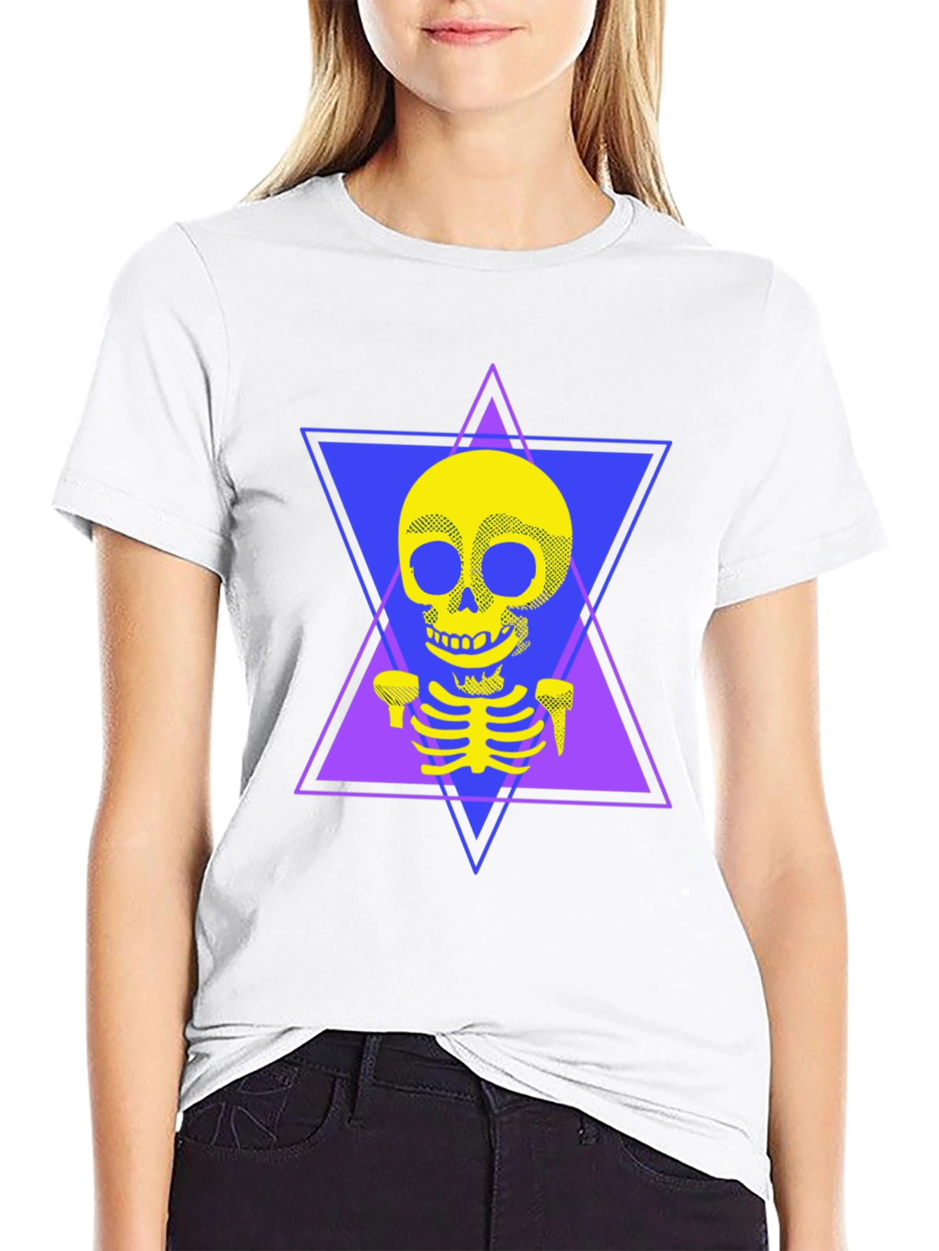 Geometric Skeleton T-Shirt - Edgy Graphic Tee