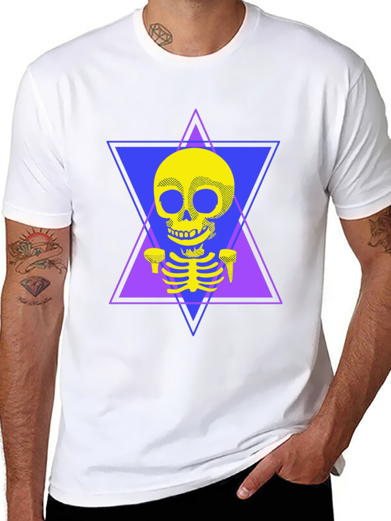 Geometric Skeleton T-Shirt - Edgy Graphic Tee