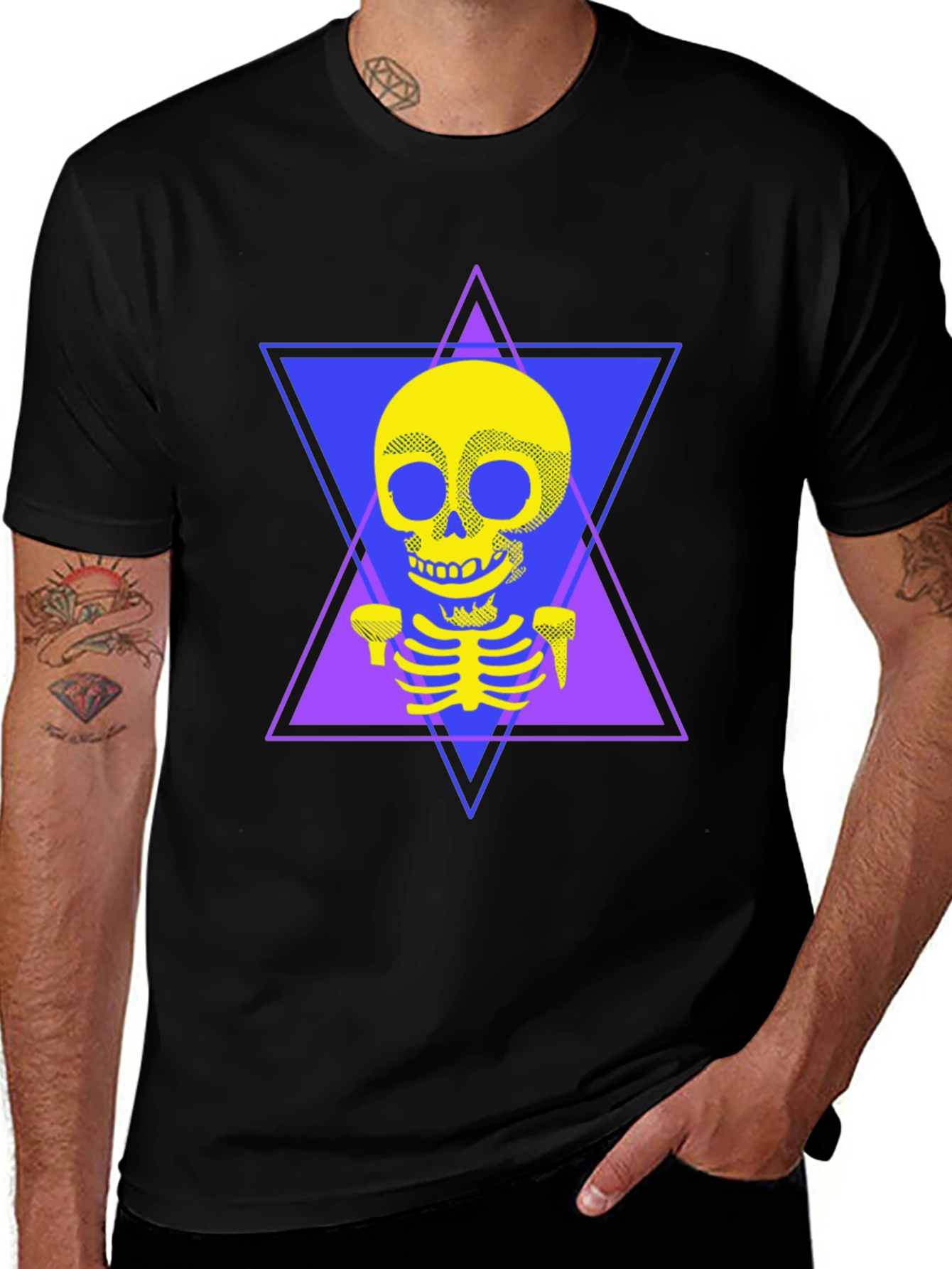 Geometric Skeleton T-Shirt - Edgy Graphic Tee