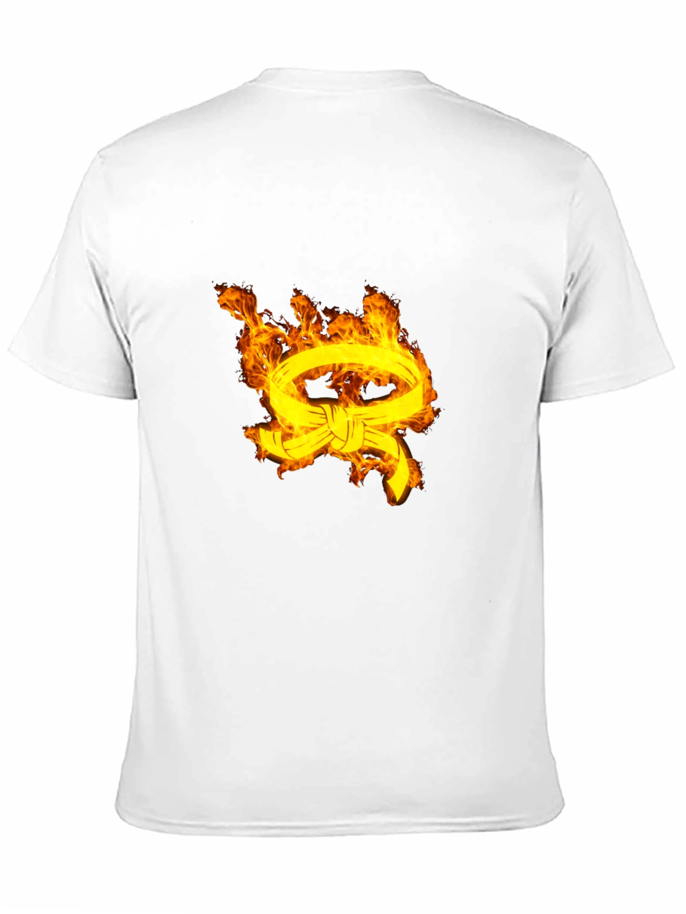 Mens Black T-Shirt with Fiery Belt Design