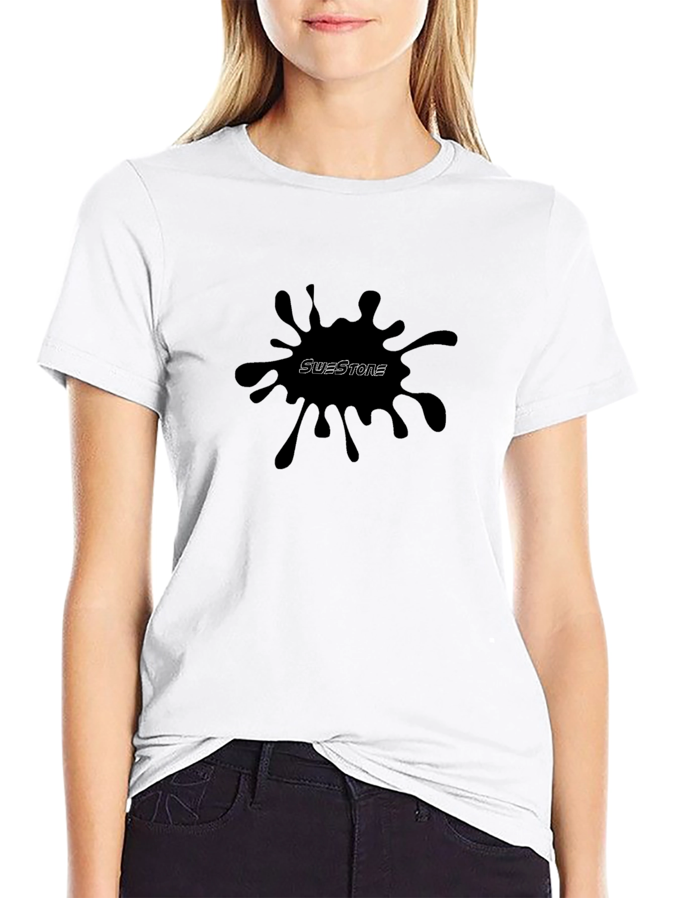 Mens Black Graphic Tee - Ink Splash Design