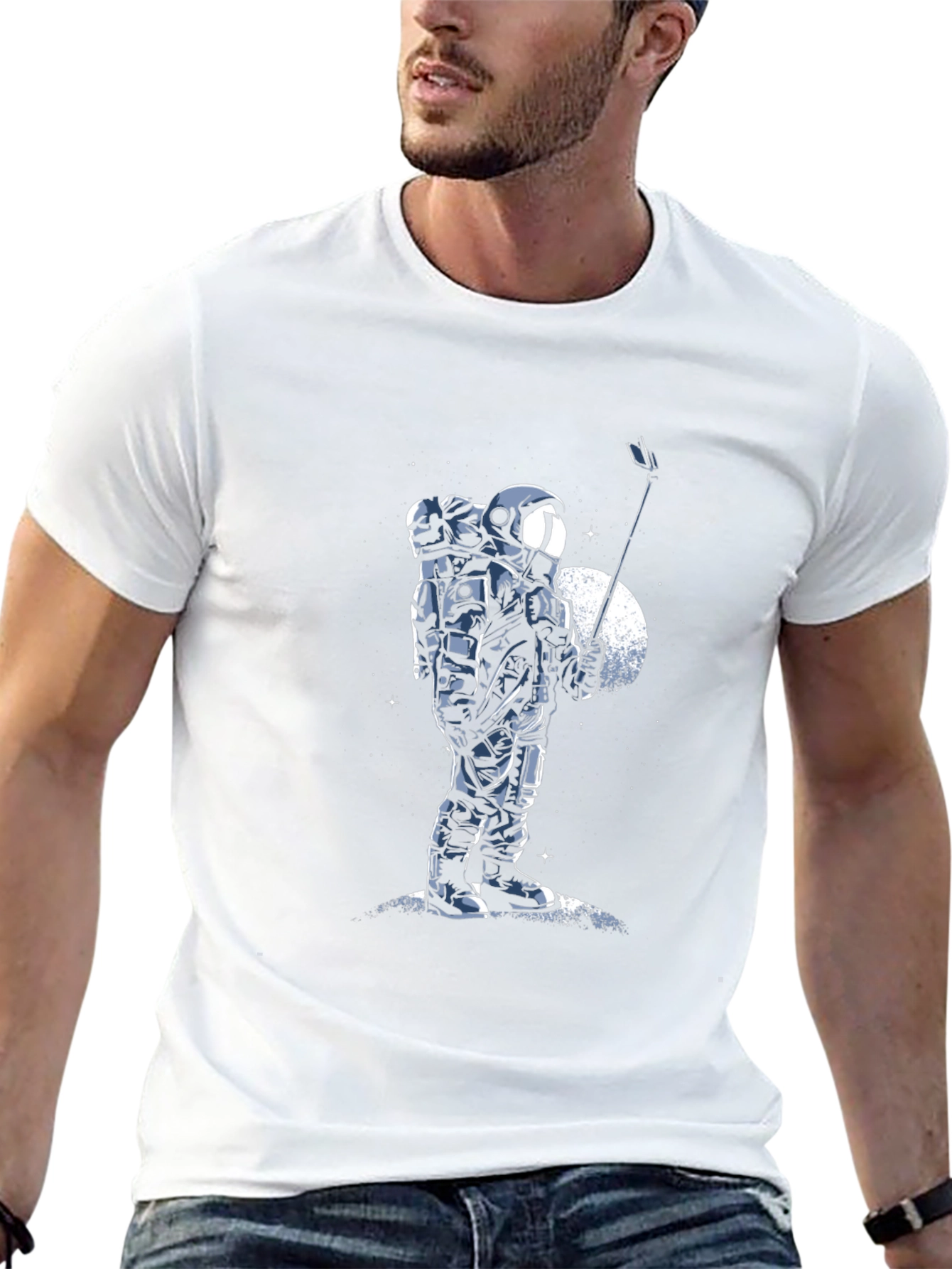 Astronaut Selfie Graphic Tee - Space T-Shirt