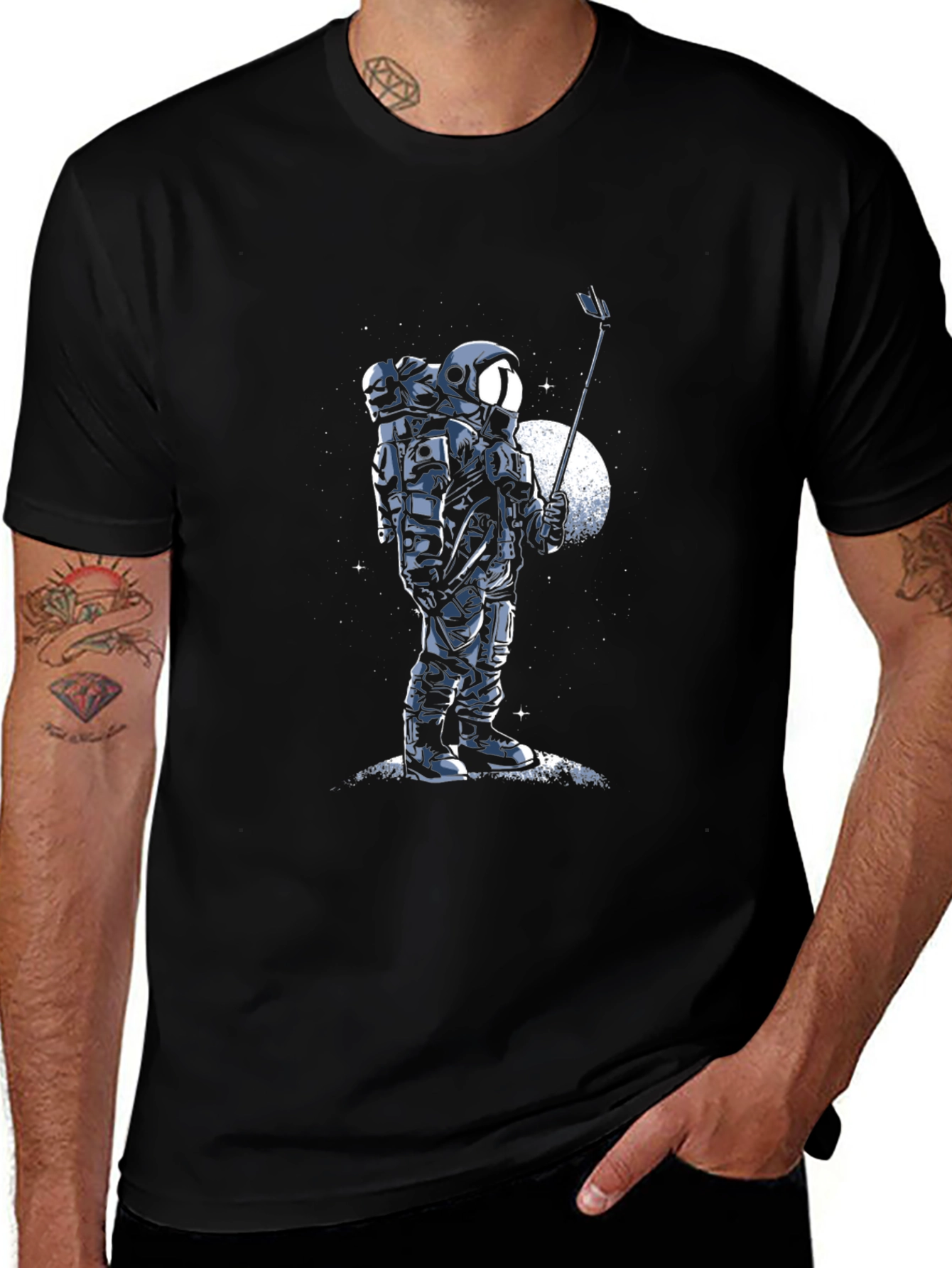 Astronaut Selfie Graphic Tee - Space T-Shirt