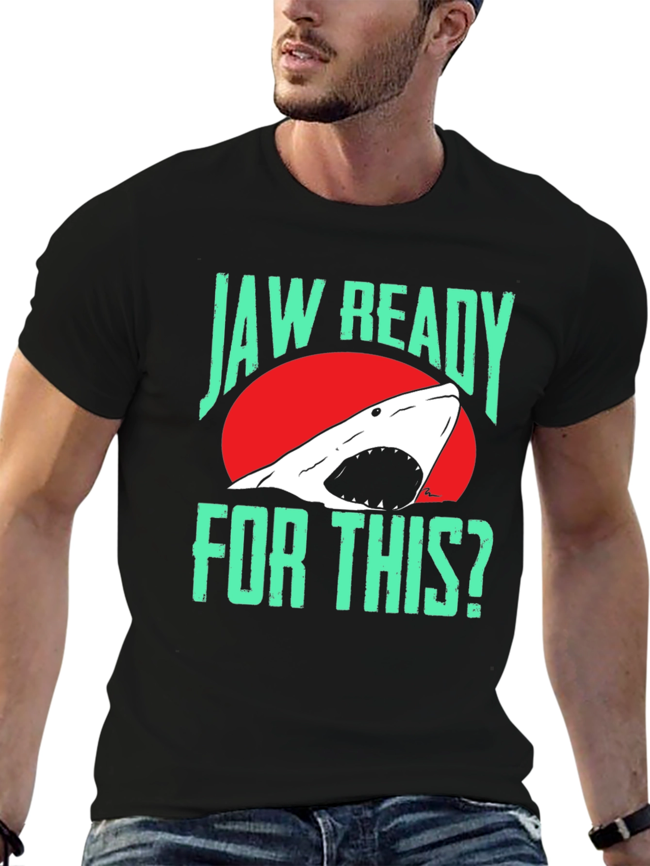 Jaw Ready Shark T-Shirt - Black Cotton Tee