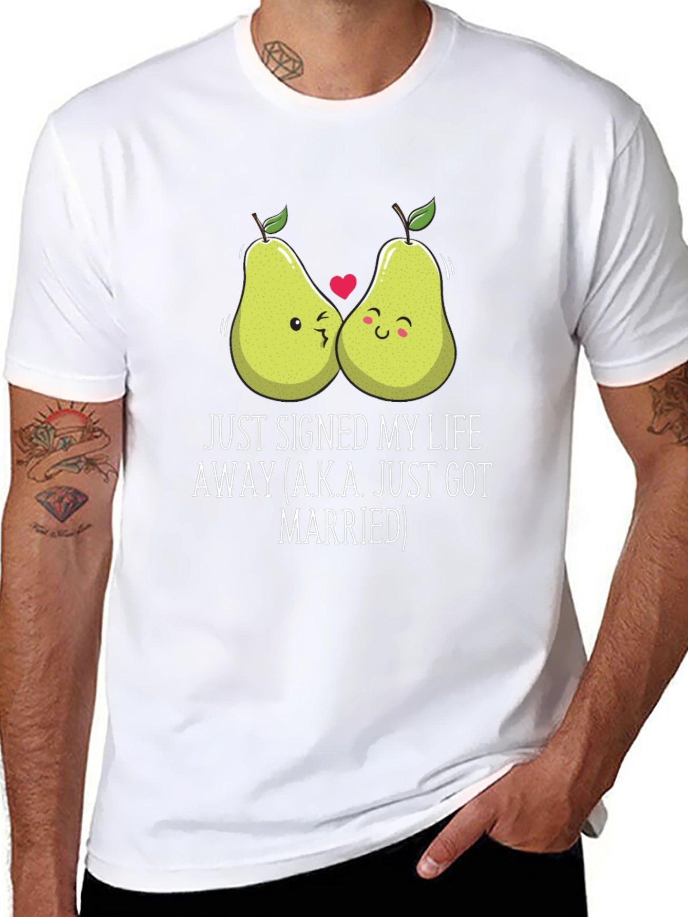 Just Married Couples Pear Graphic T-Shirt