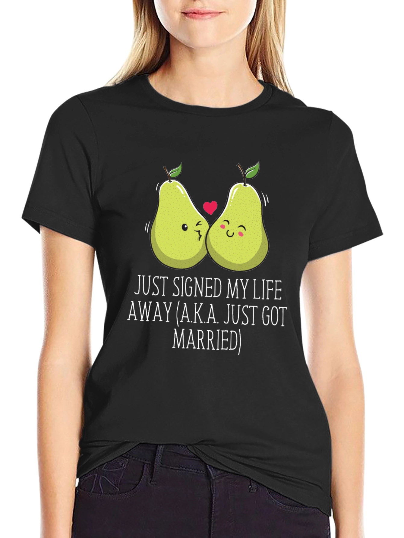 Just Married Couples Pear Graphic T-Shirt
