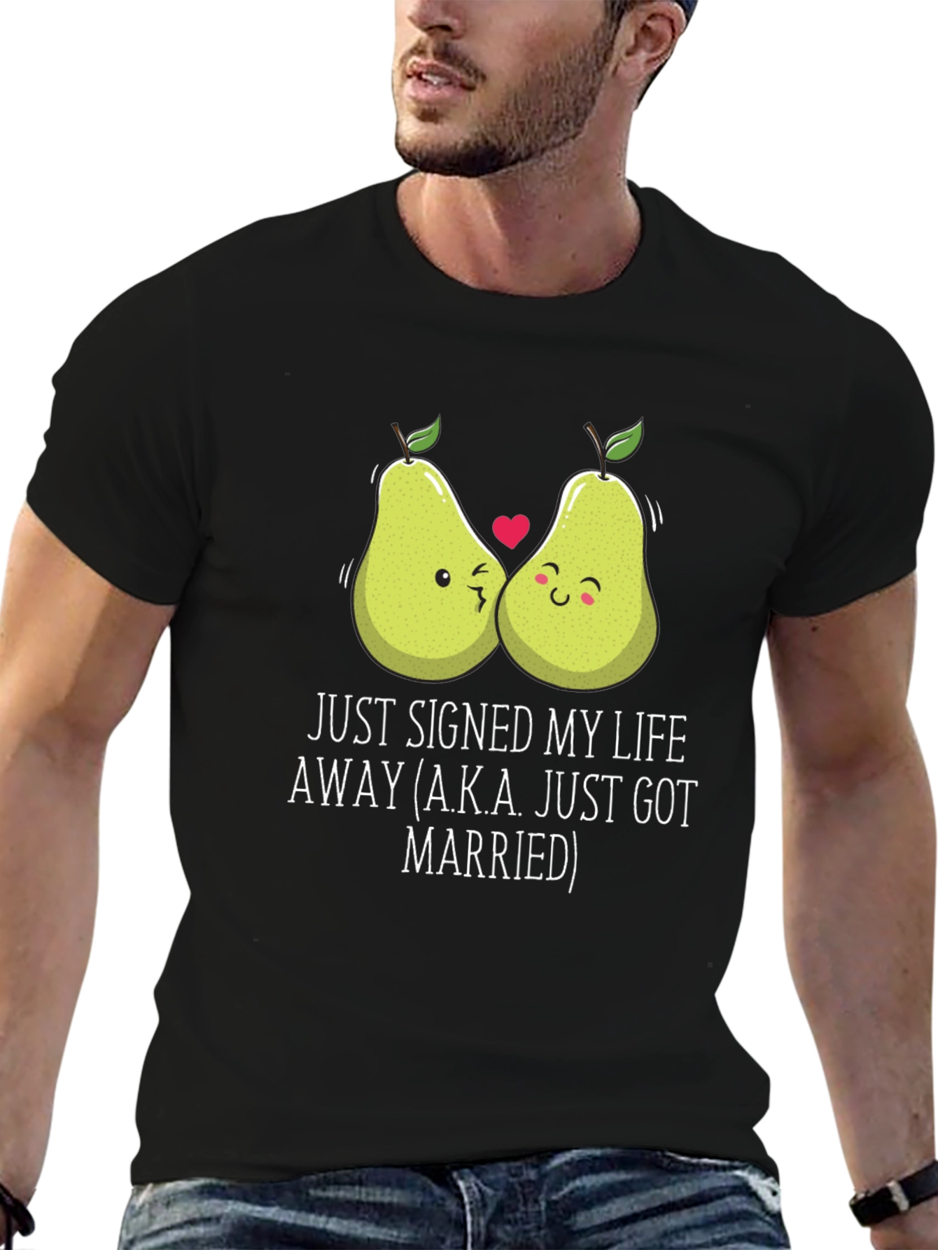 Just Married Couples Pear Graphic T-Shirt