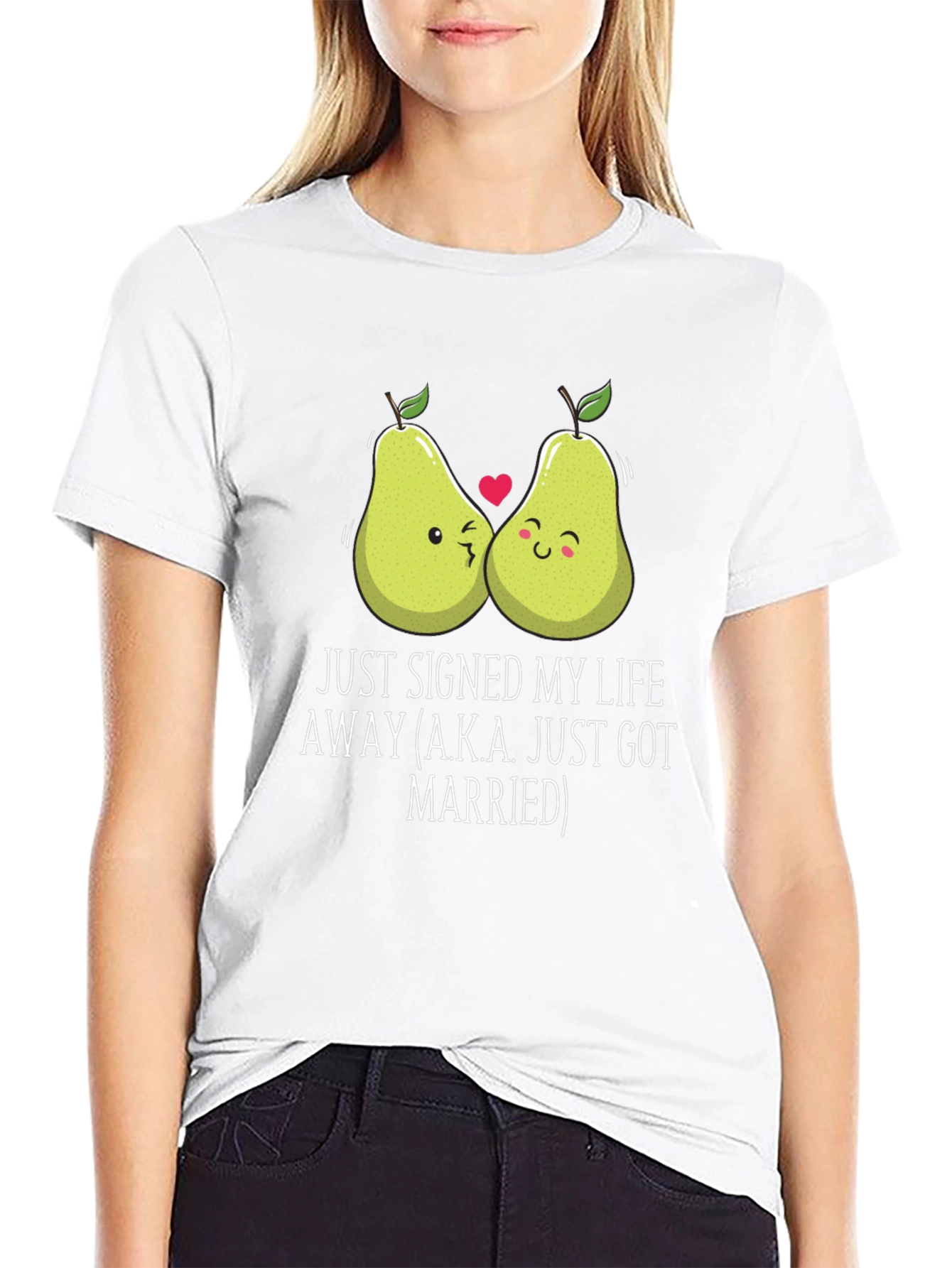Just Married Couples Pear Graphic T-Shirt