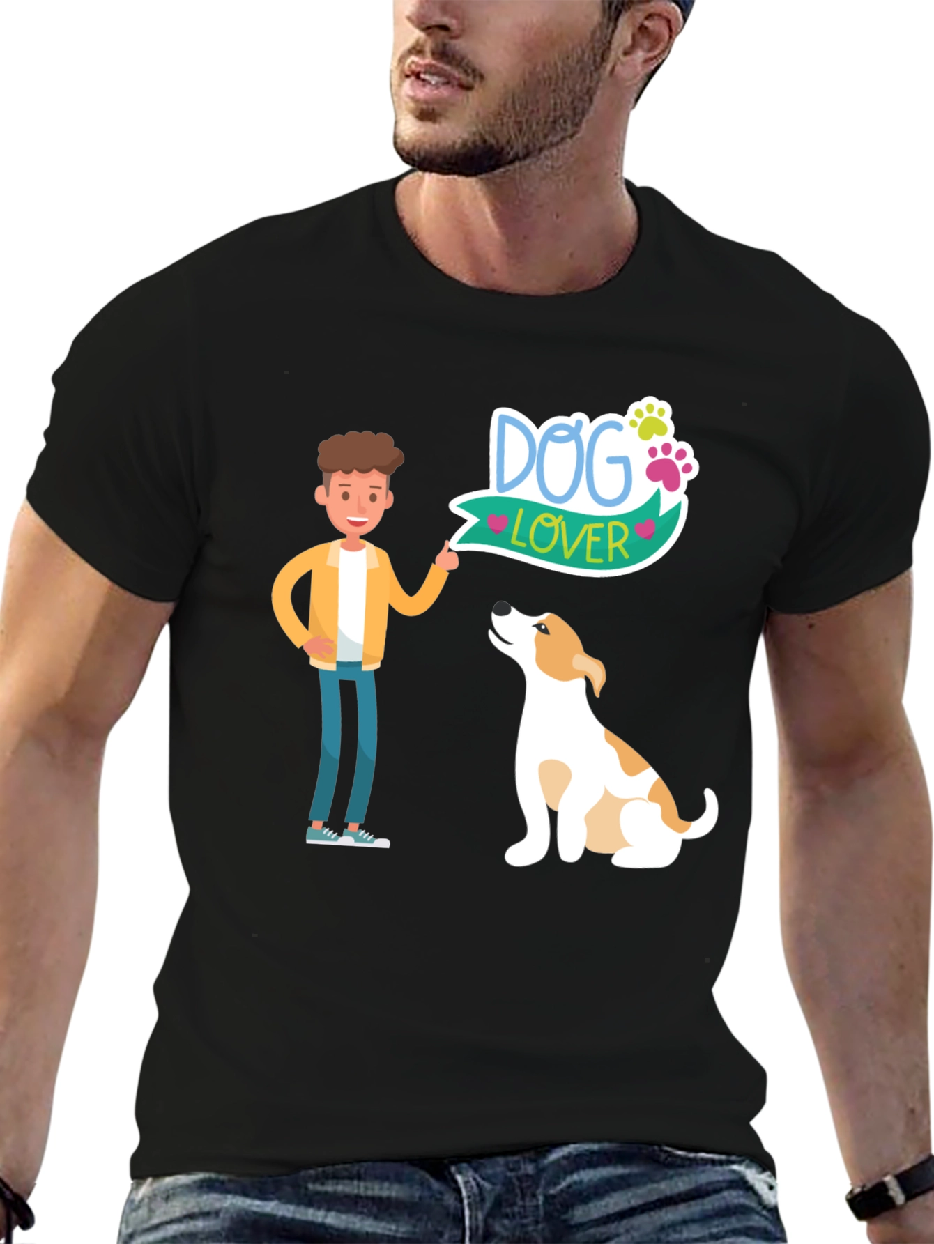Dog Lover Graphic Tee - Mens Black T-Shirt