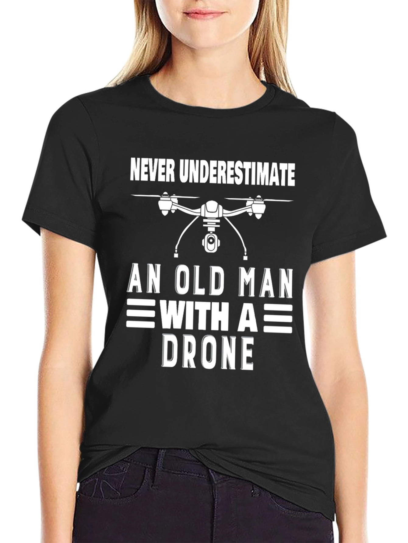 Never Underestimate Old Man with a Drone T-Shirt